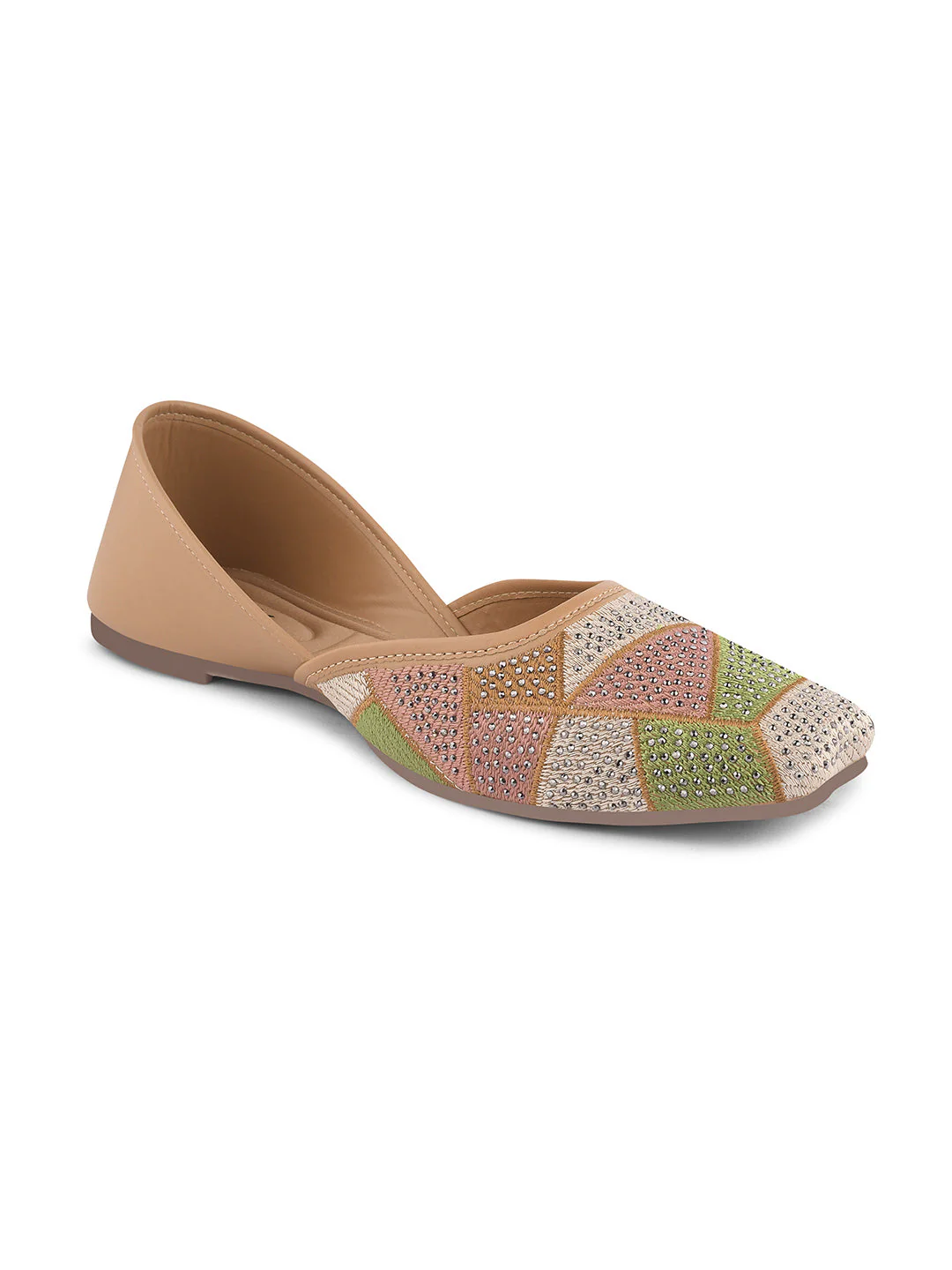 Jm Looks Embellished Geometric Pattern Juttis - Image 24
