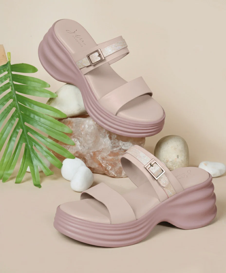 One Strap Platform Sliders with Buckle Detail - Image 13