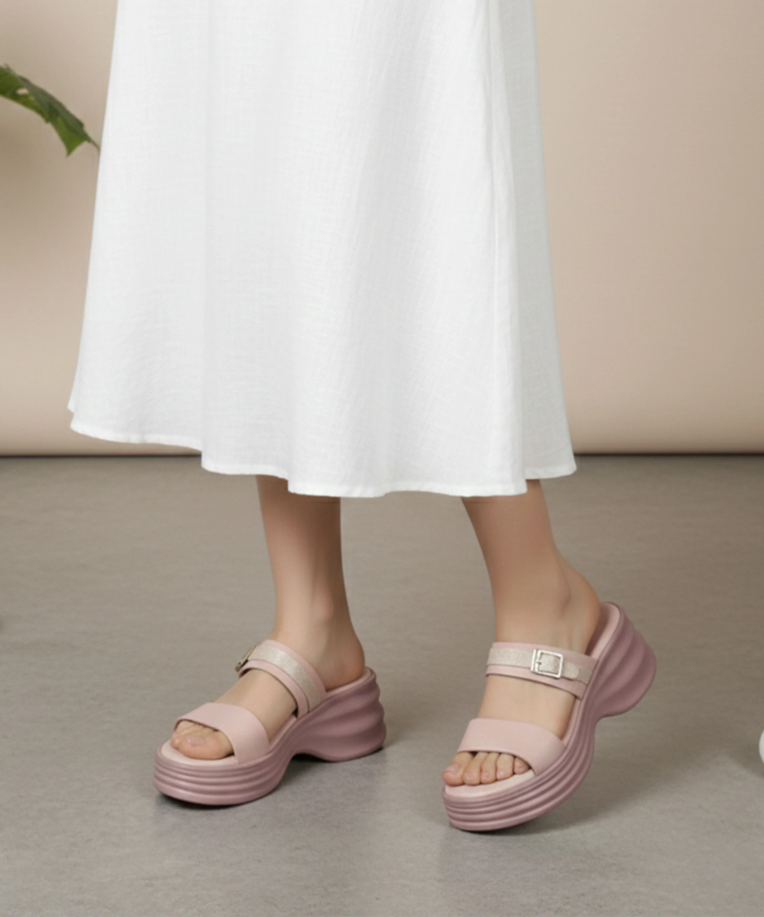 One Strap Platform Sliders with Buckle Detail - Image 14