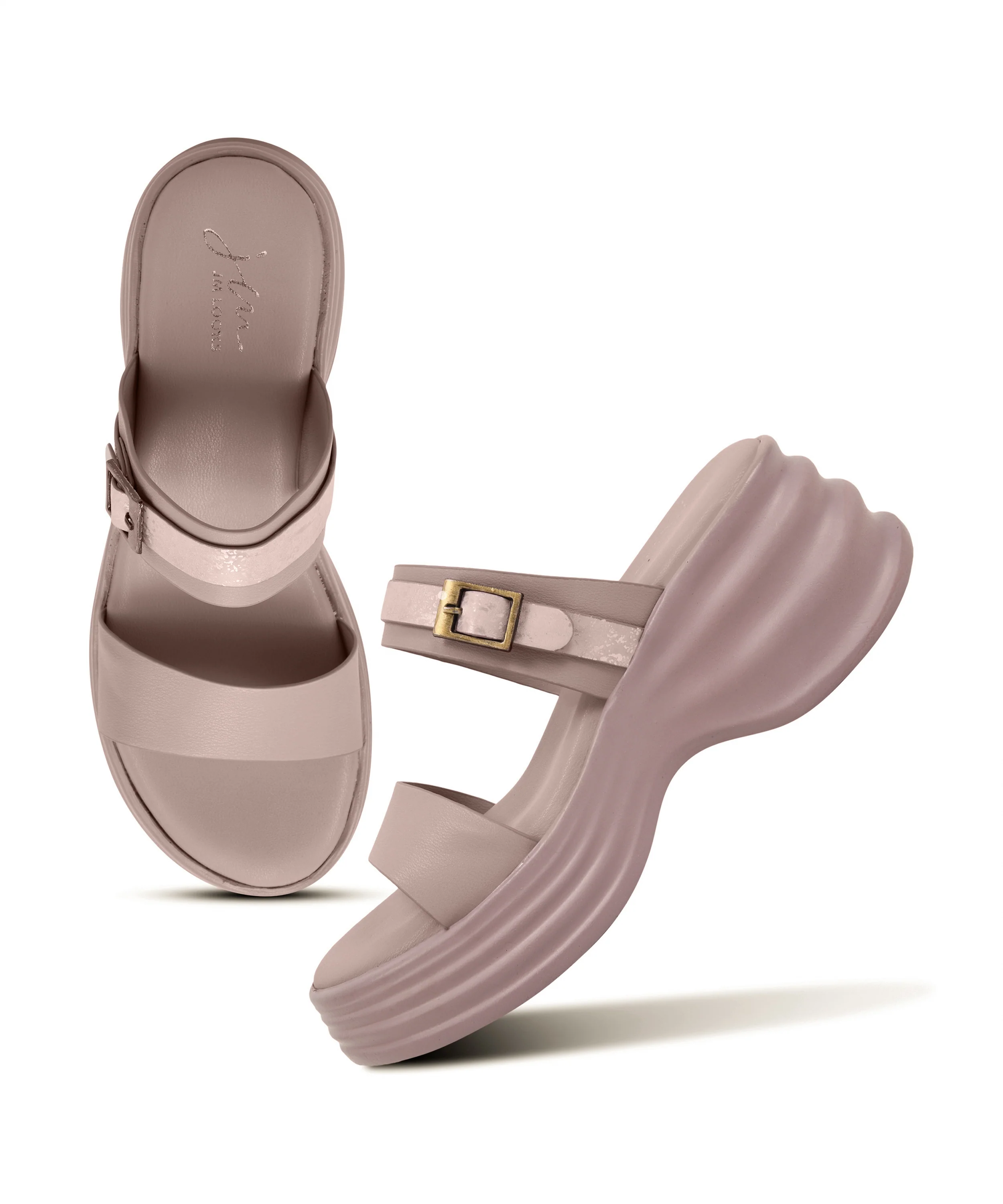 One Strap Platform Sliders with Buckle Detail - Image 17