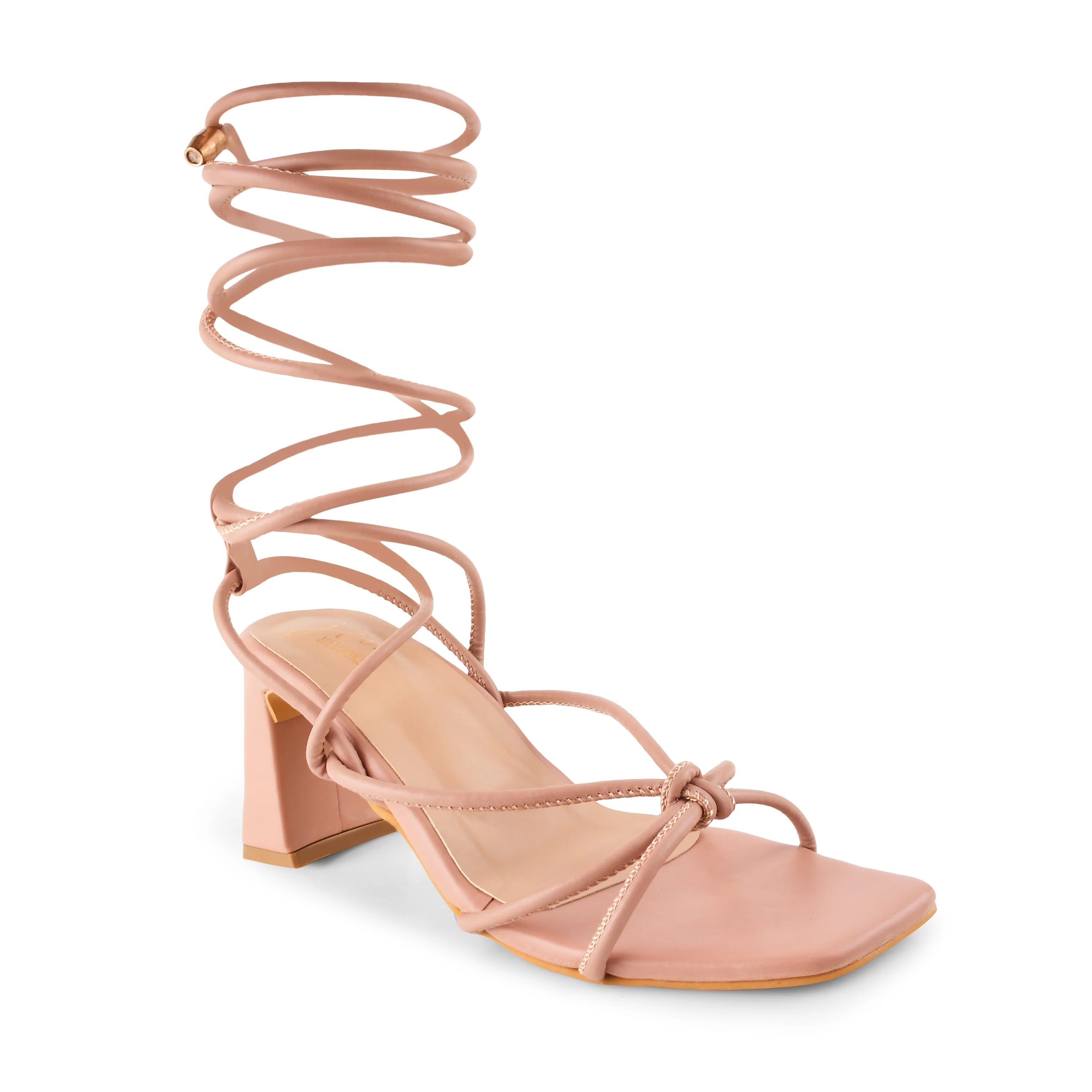 Open Toe Chunky Heeled Sandals with Laces Fastening - Image 10