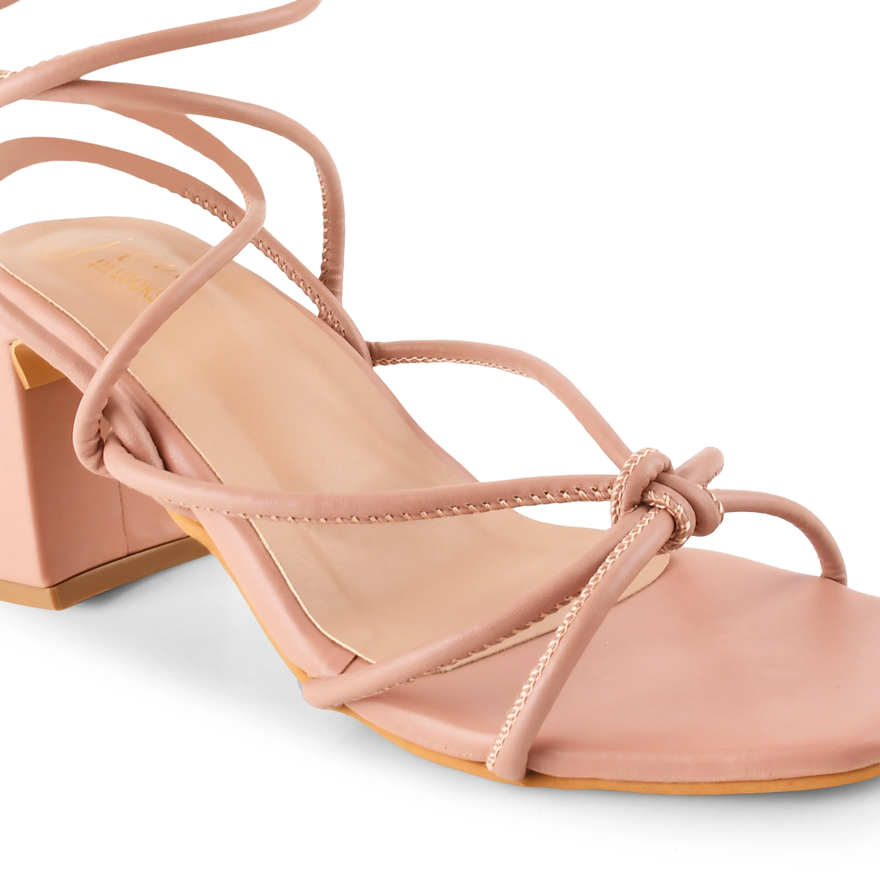 Open Toe Chunky Heeled Sandals with Laces Fastening - Image 11