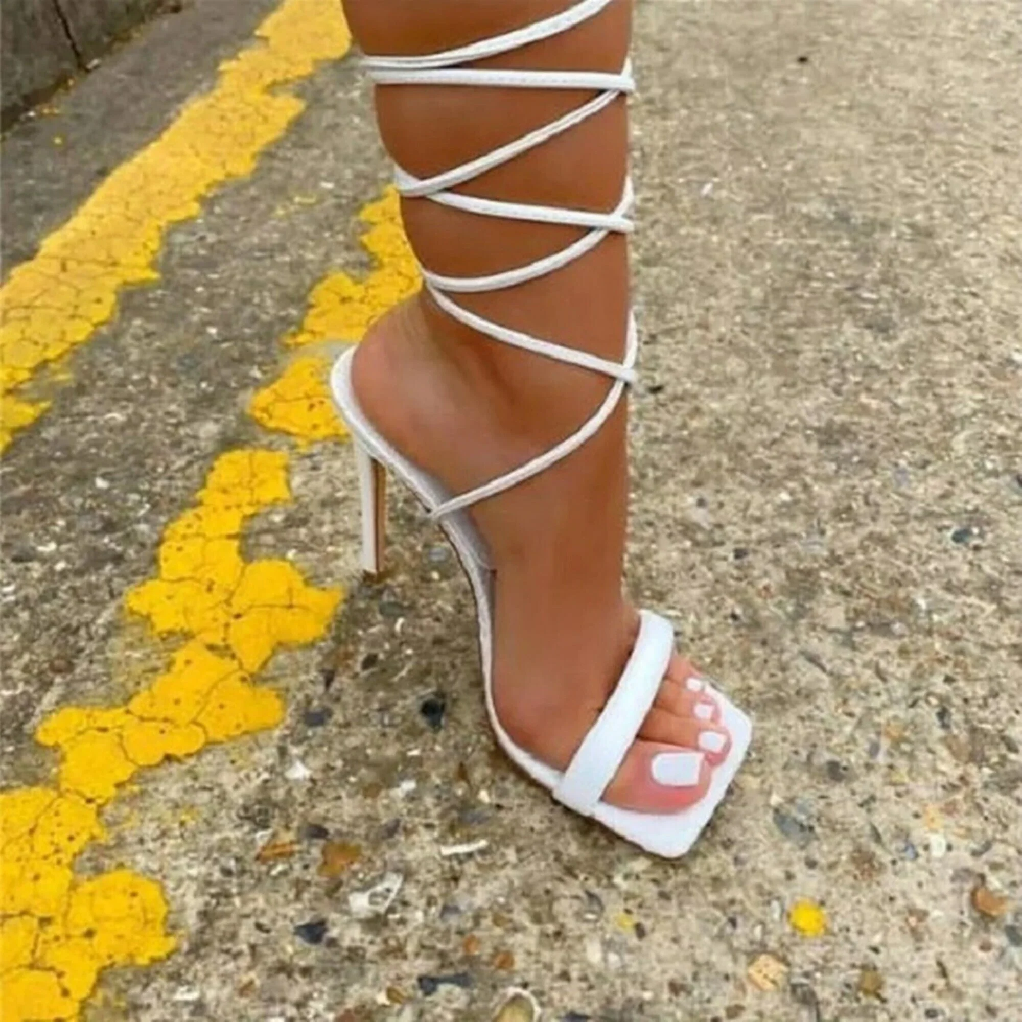 Jm Looks Lace-Up Stiletto Heels for Women - Image 7