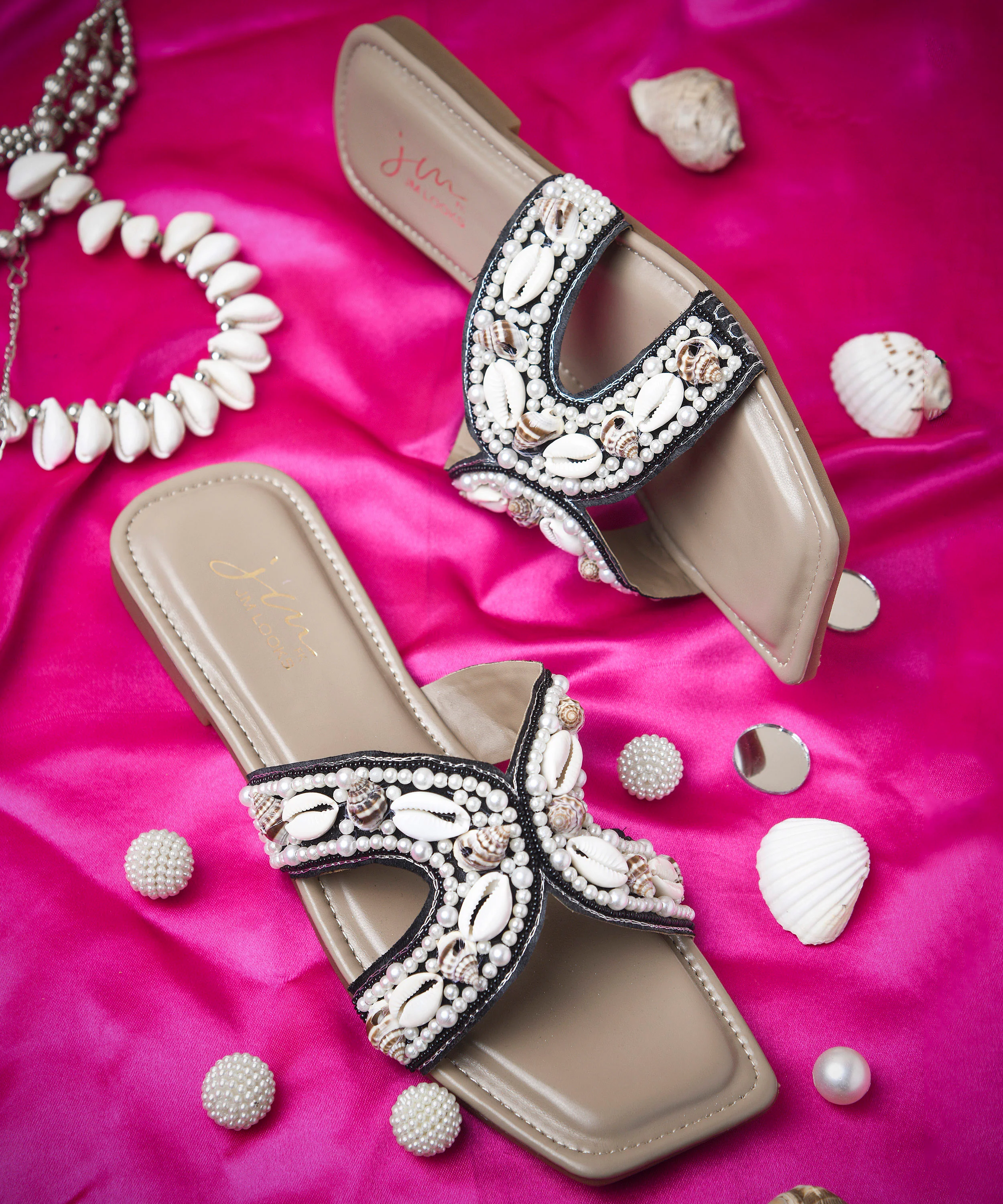 Open-Toe Flat Slippers with Decorative Cross Design