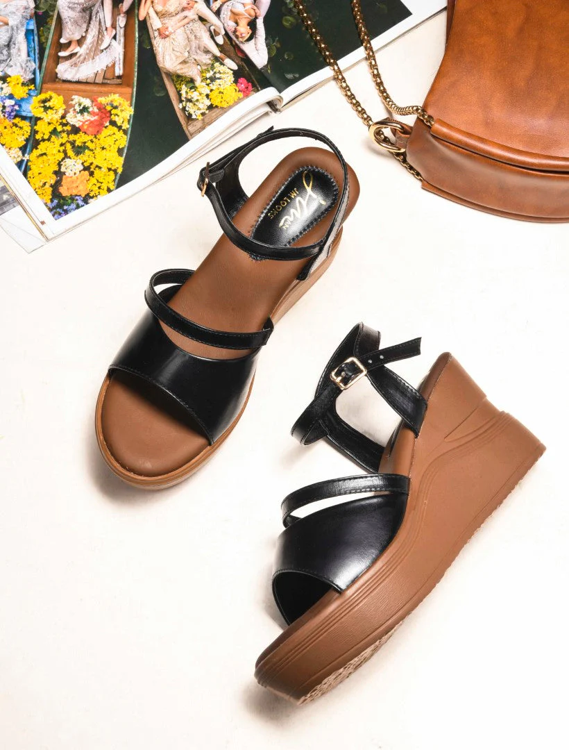 JM Looks Ankle Strap High Wedge Sandals - Image 2