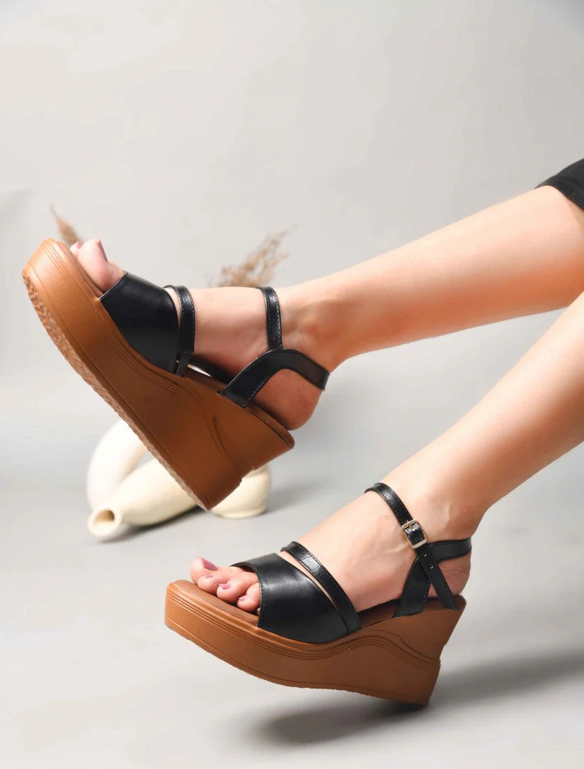 JM Looks Ankle Strap High Wedge Sandals - Image 4