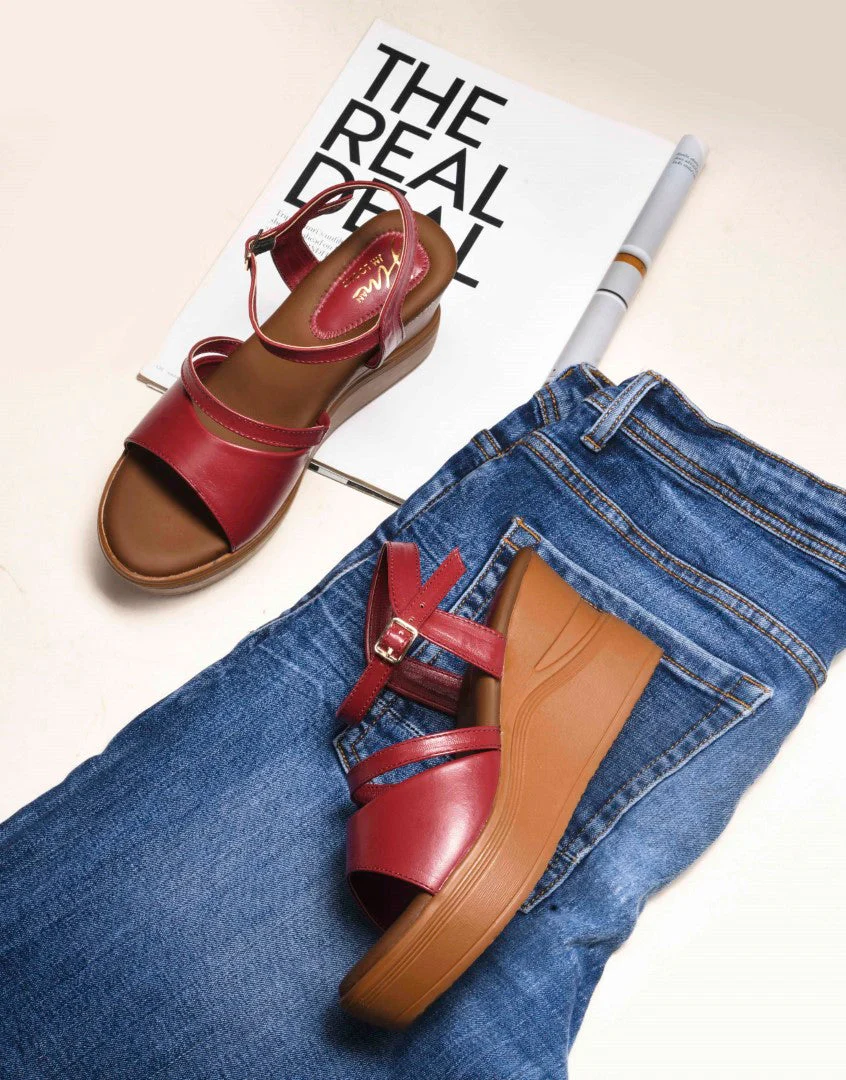 JM Looks Ankle Strap High Wedge Sandals - Image 8