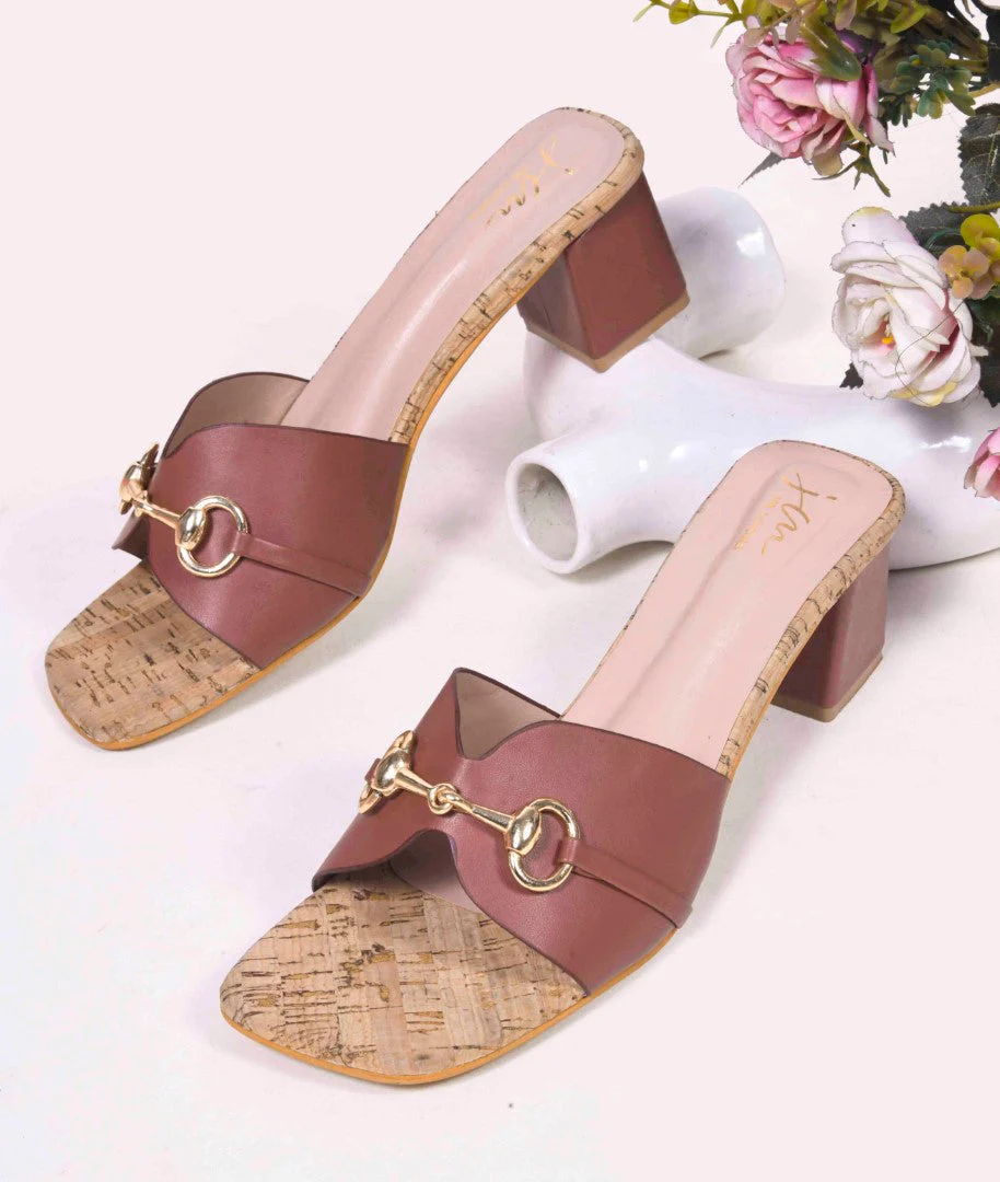 Jm Looks Buckle Accent Cork Heel Mules - Image 13