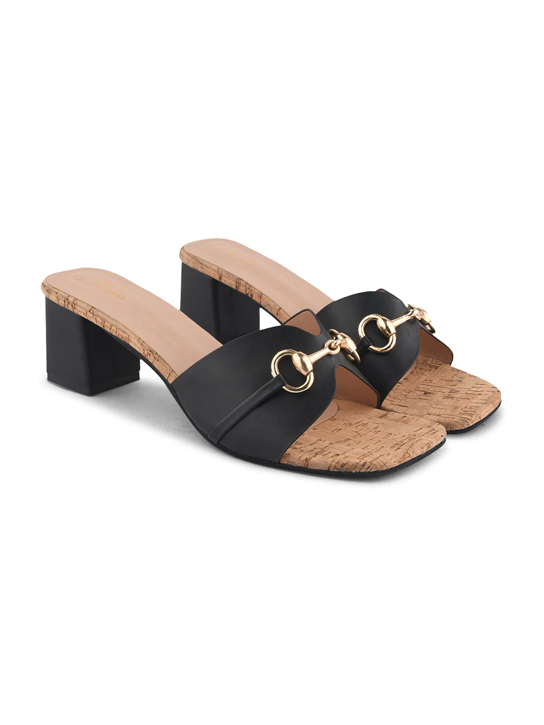 Jm Looks Buckle Accent Cork Heel Mules - Image 5