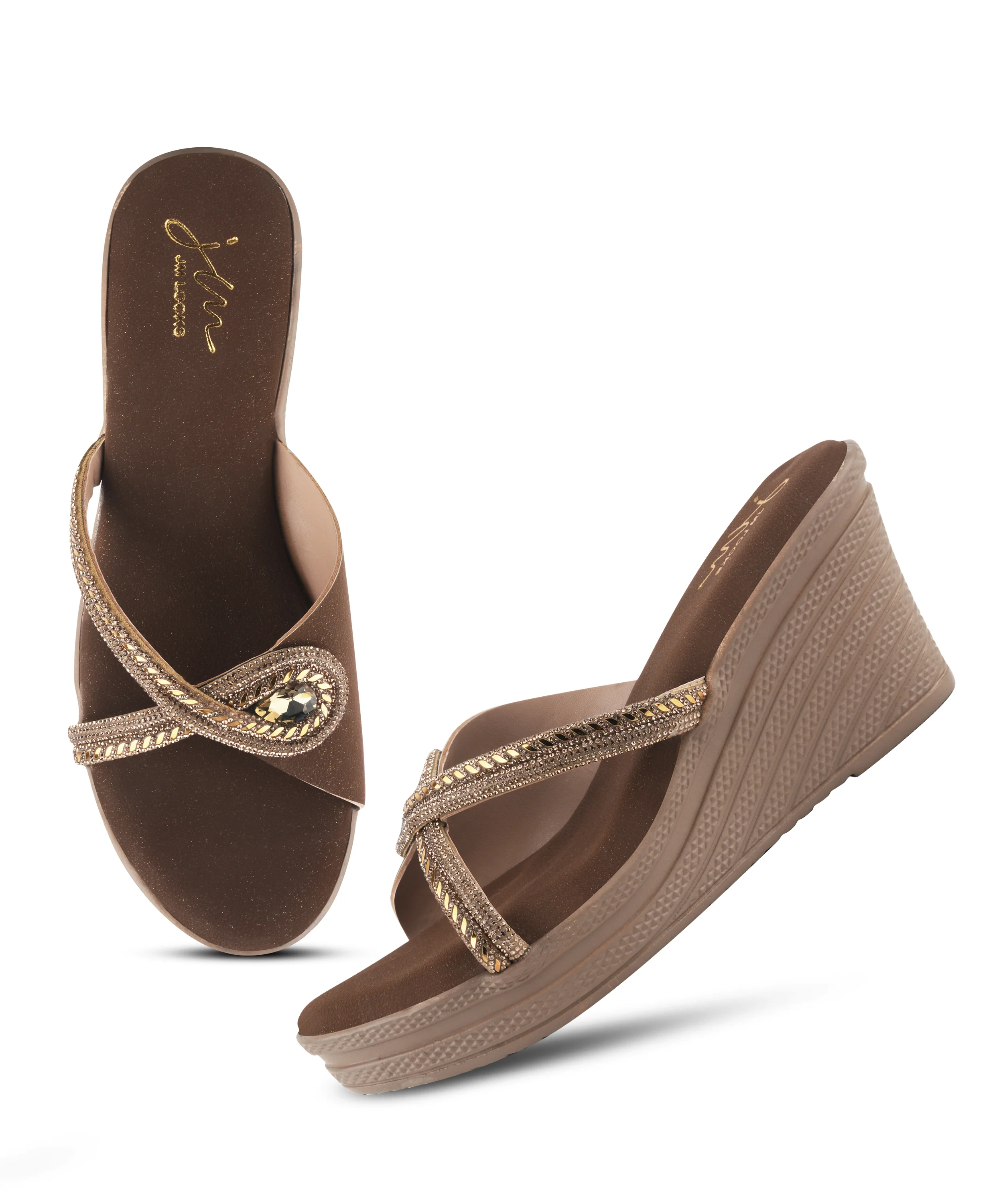 Open-Toe Wedge Sliders with Decorative Strap Design - Image 5