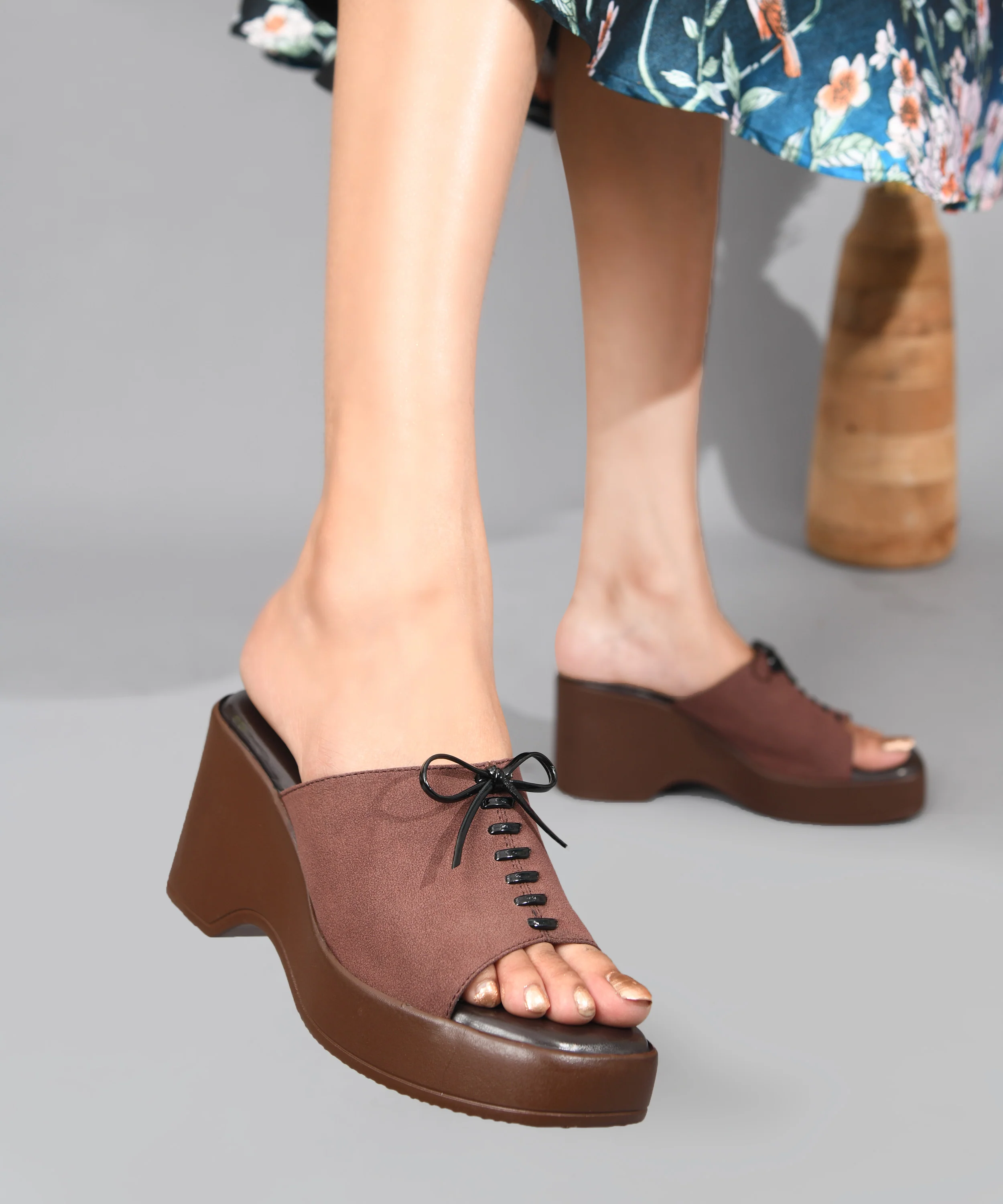 Open-Toe Wedge Slip-On Sandals with Lace-Up Accent - Image 14