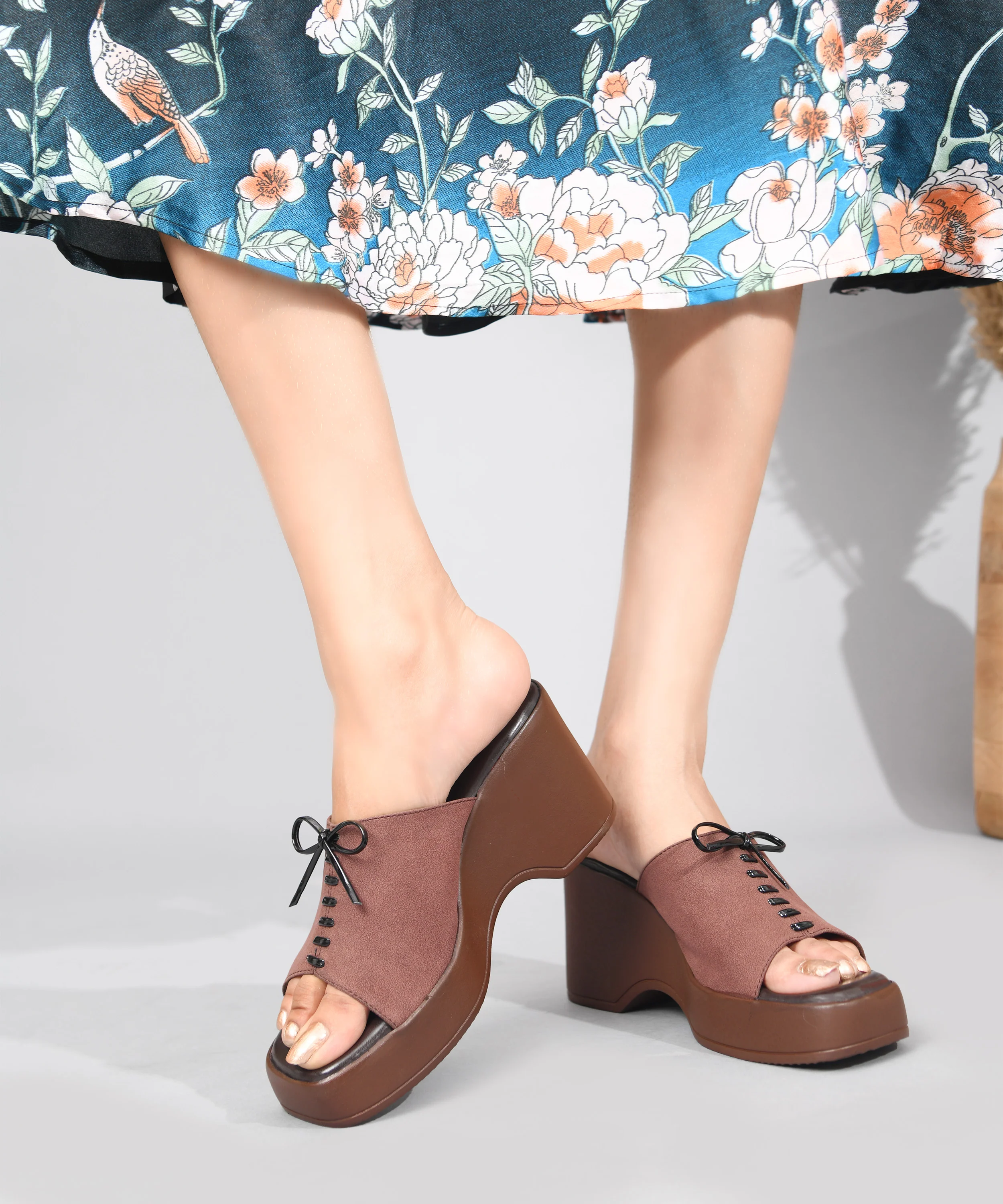 Open-Toe Wedge Slip-On Sandals with Lace-Up Accent - Image 15