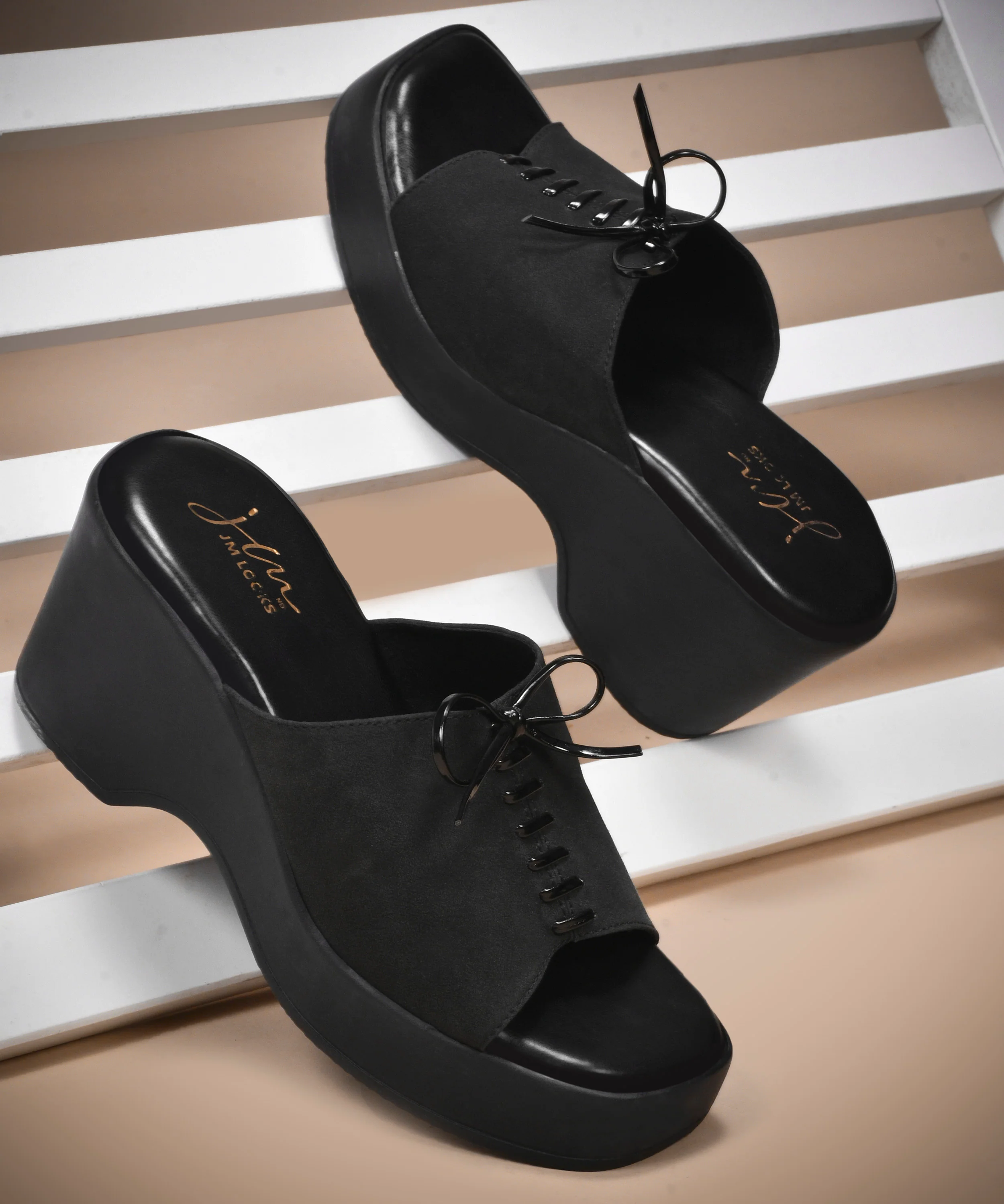 Open-Toe Wedge Slip-On Sandals with Lace-Up Accent - Image 6