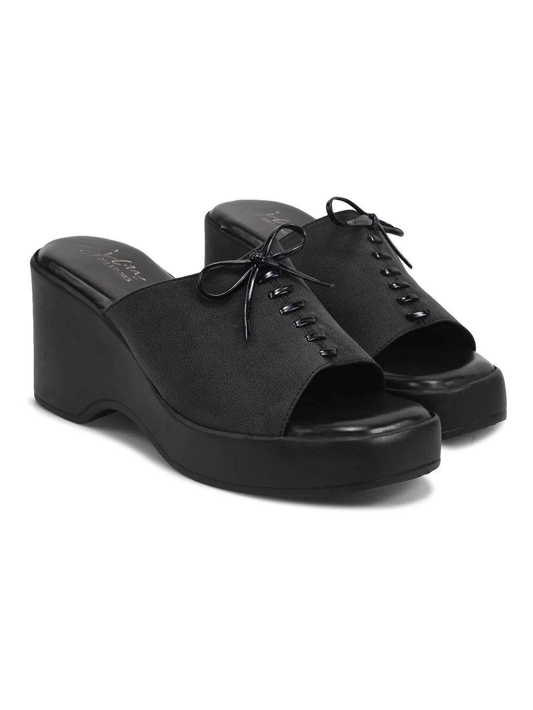 Open-Toe Wedge Slip-On Sandals with Lace-Up Accent - Image 7