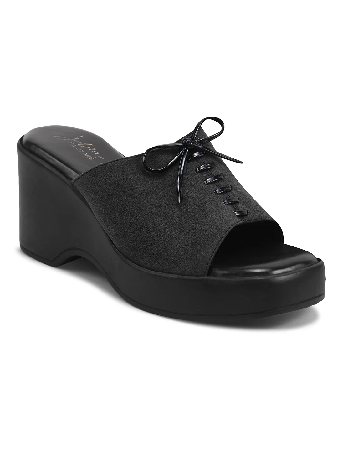 Open-Toe Wedge Slip-On Sandals with Lace-Up Accent - Image 8