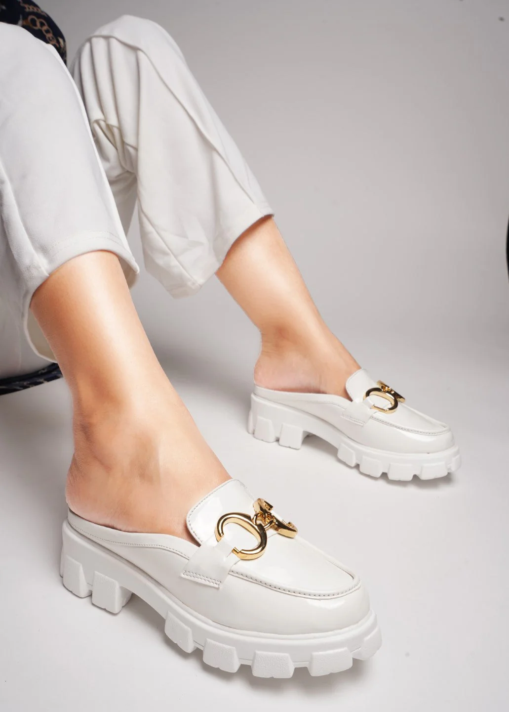 Opulent Pearl Chain Half Loafer - Image 4