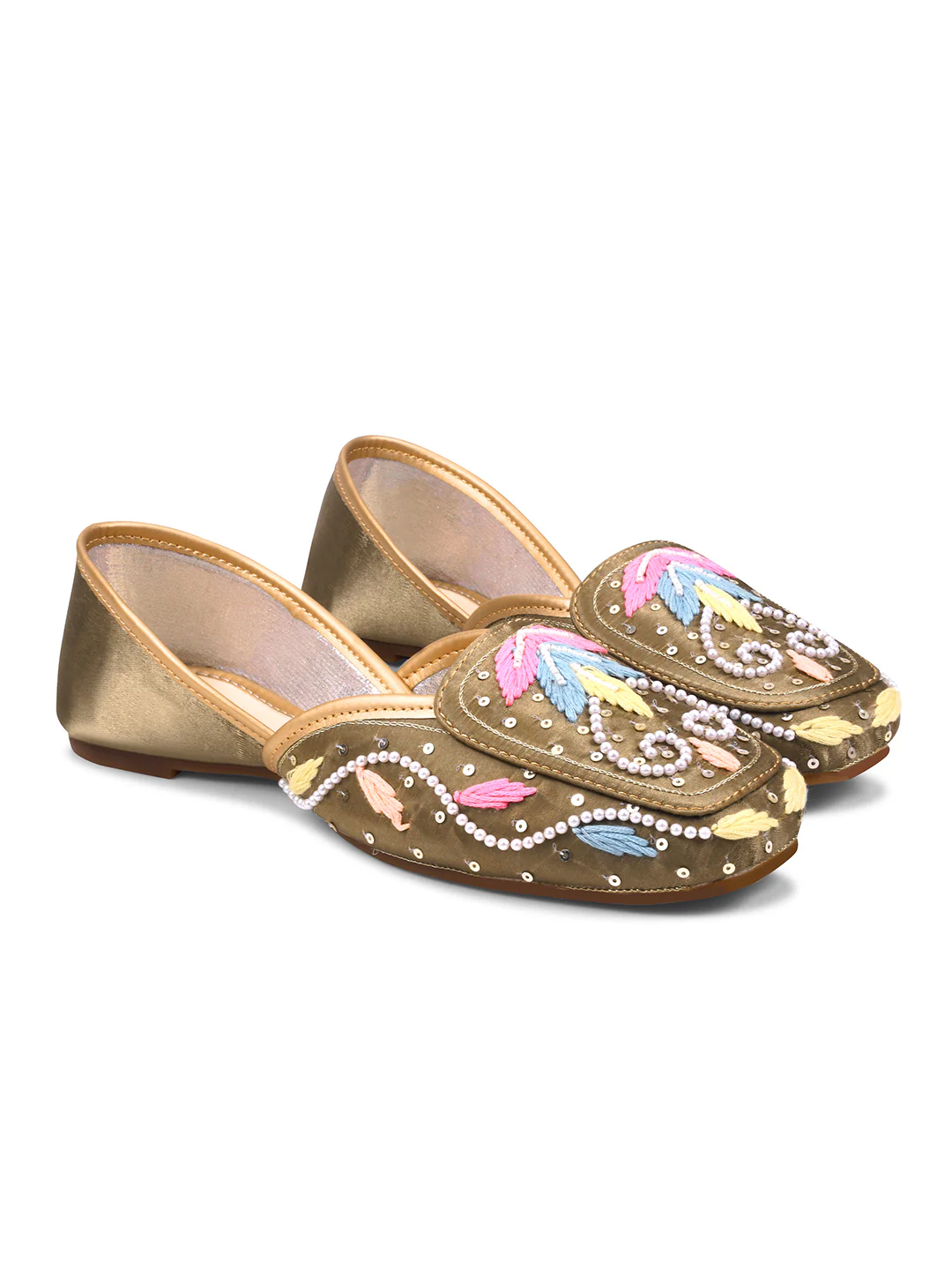Pastel Embroidered Pearl Work Juttis - Image 14