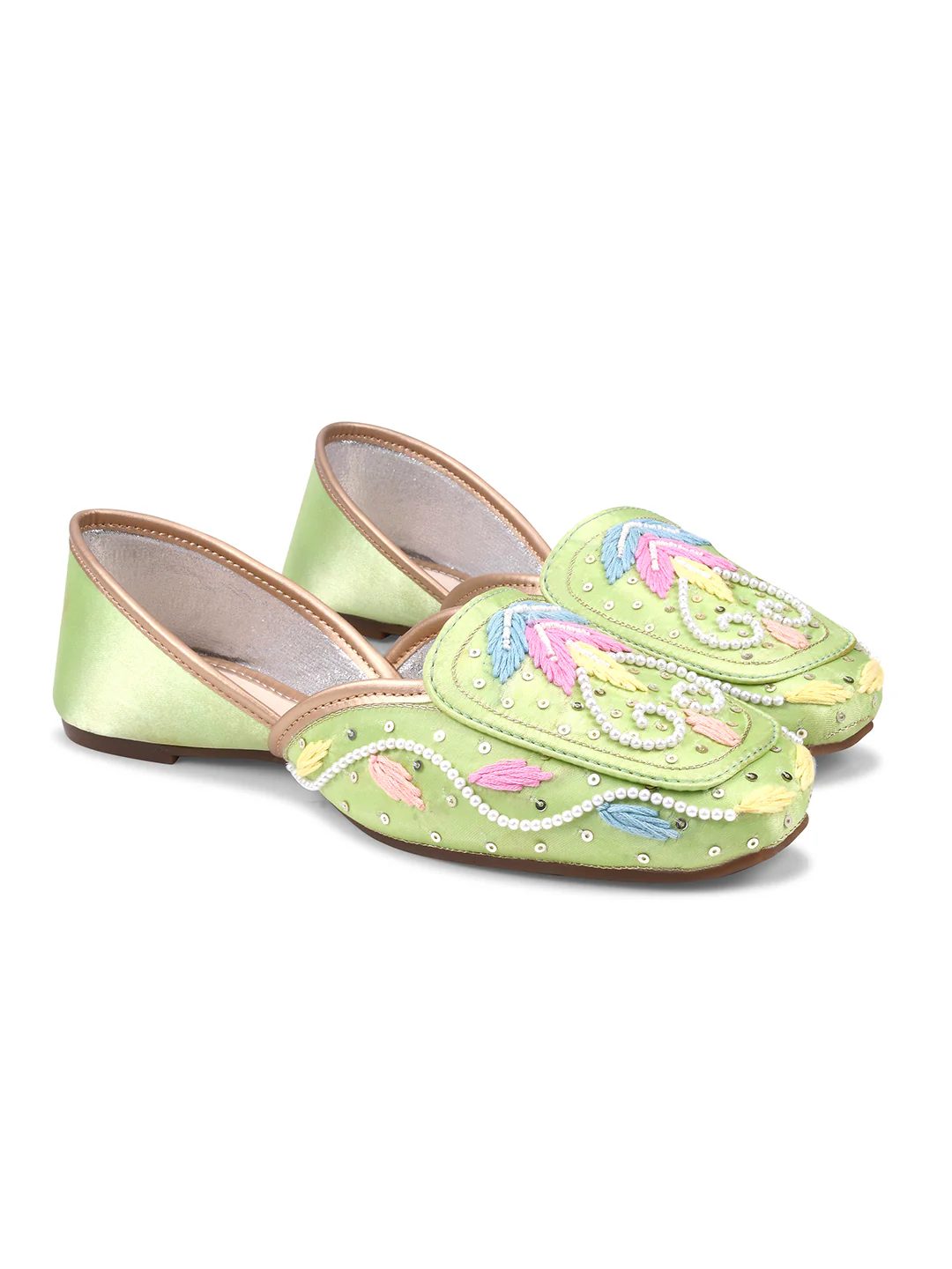 Pastel Embroidered Pearl Work Juttis - Image 19