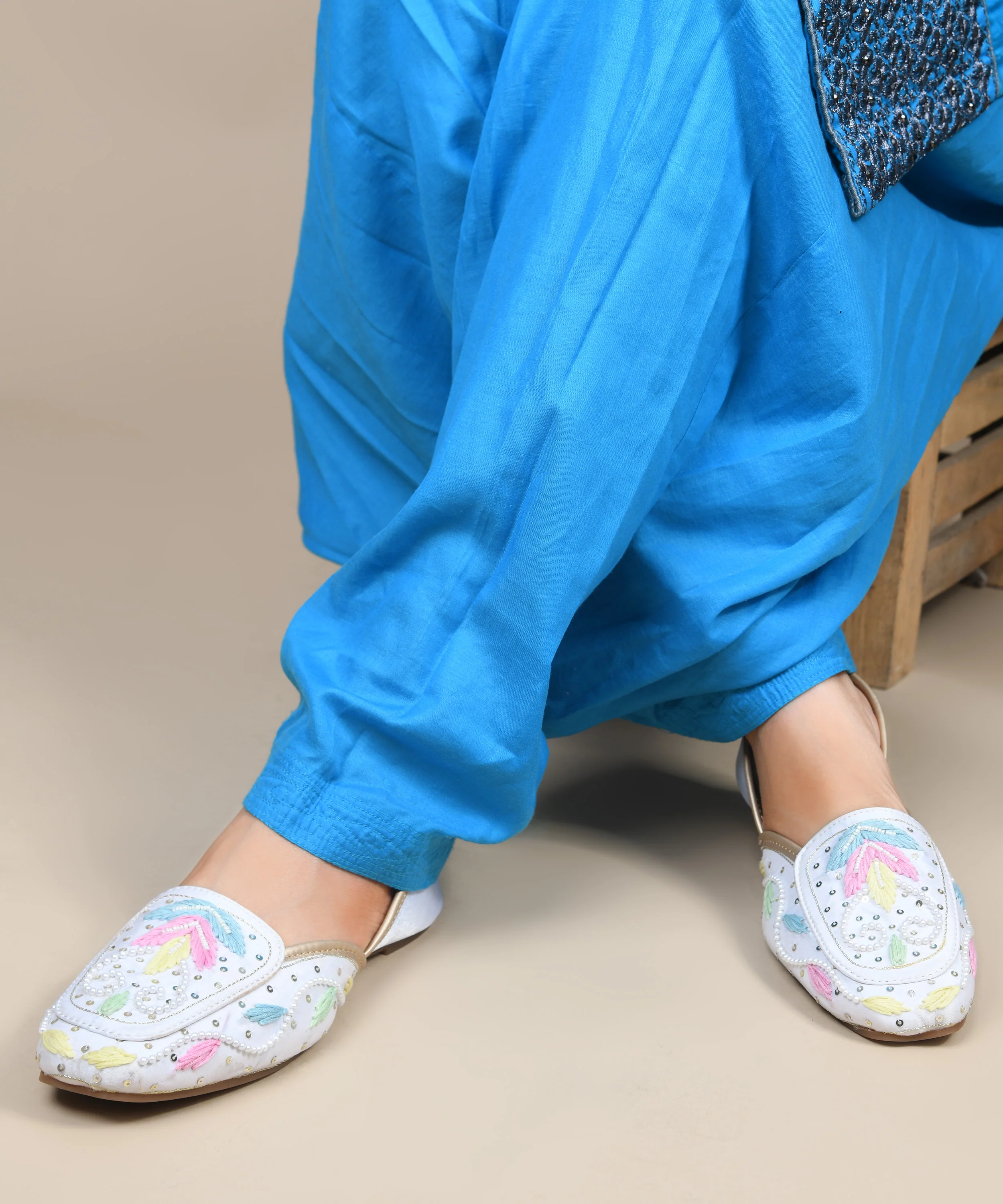 Pastel Embroidered Pearl Work Juttis - Image 23