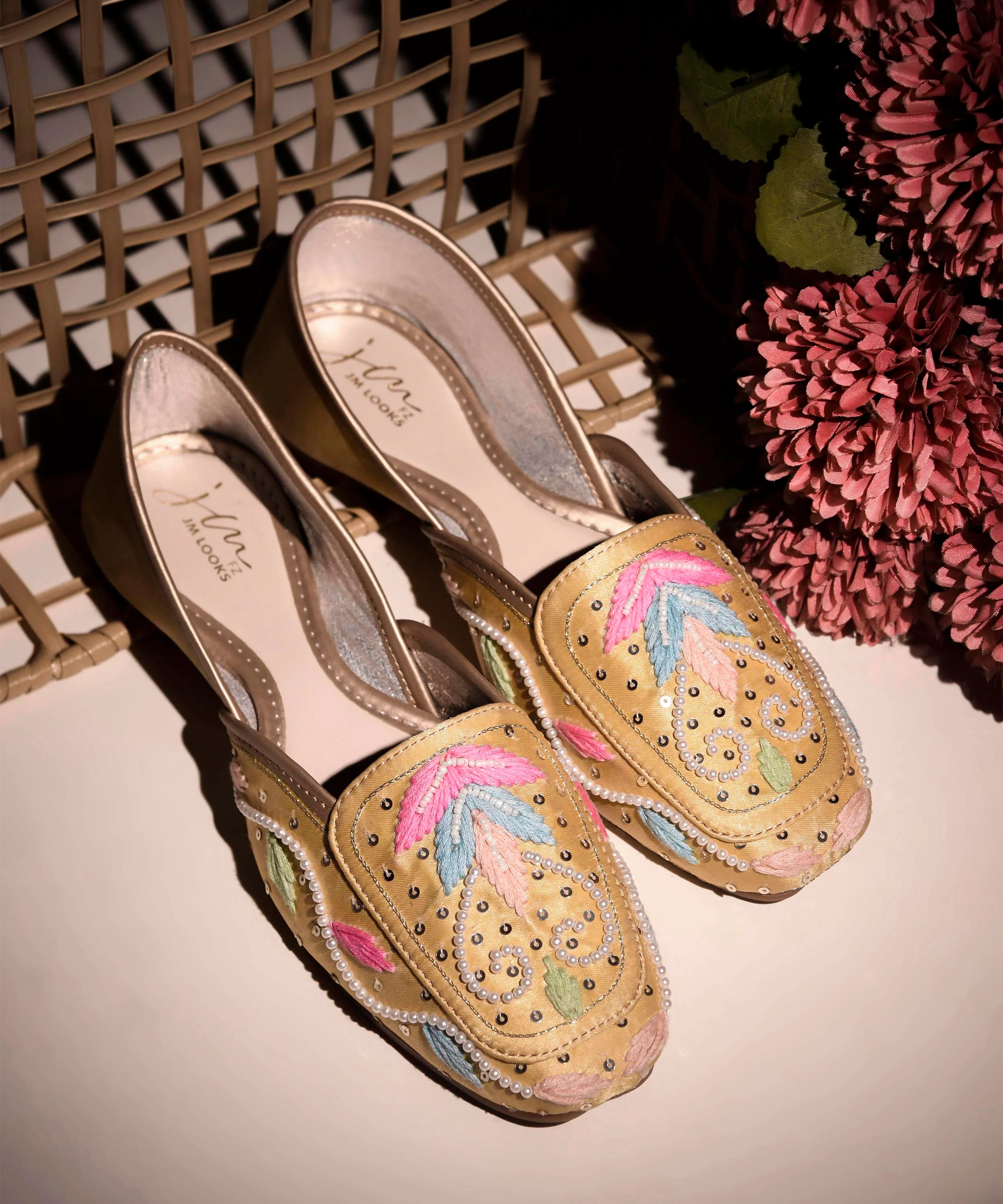 Pastel Embroidered Pearl Work Juttis - Image 5