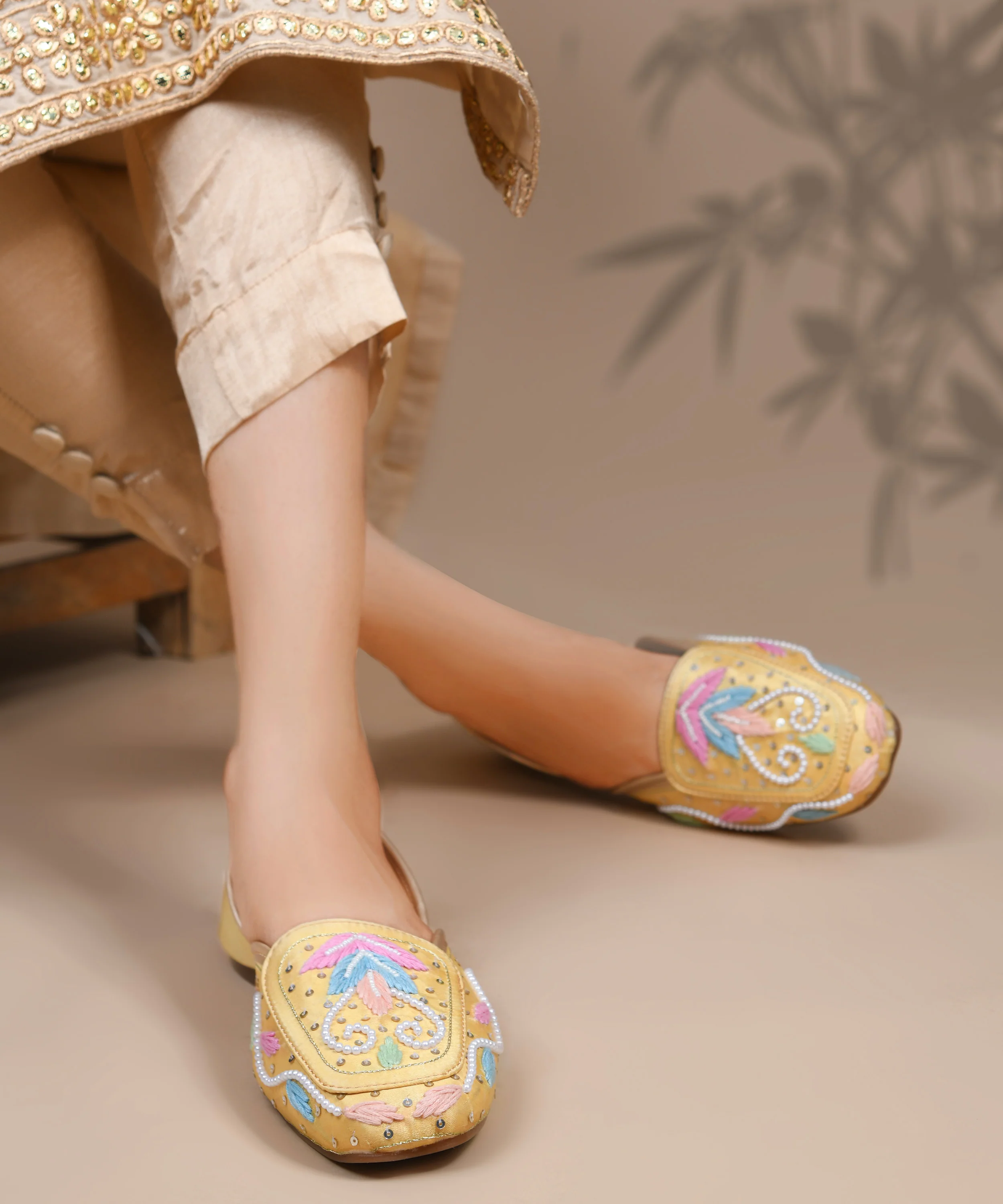 Pastel Embroidered Pearl Work Juttis - Image 6