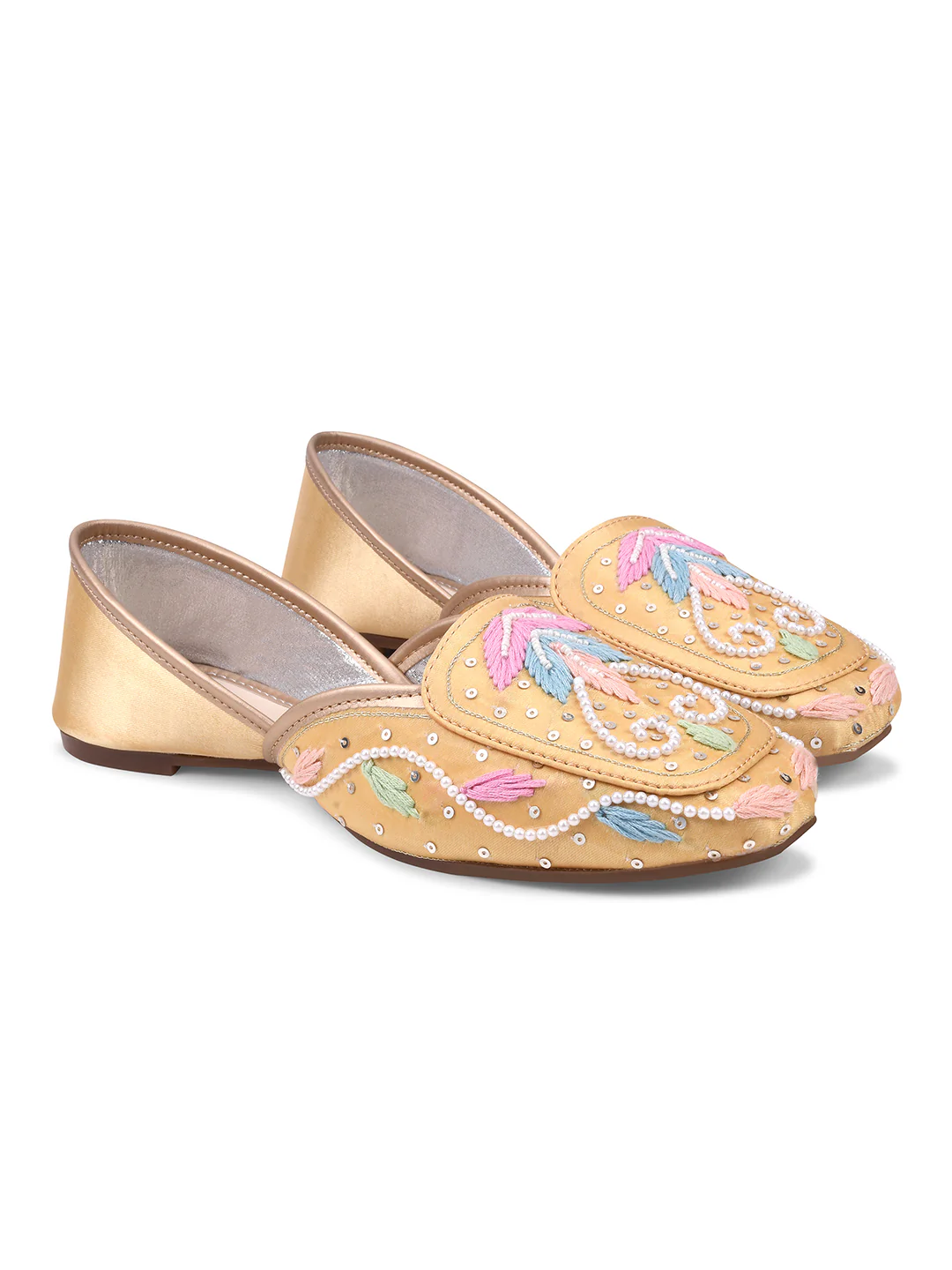 Pastel Embroidered Pearl Work Juttis - Image 9