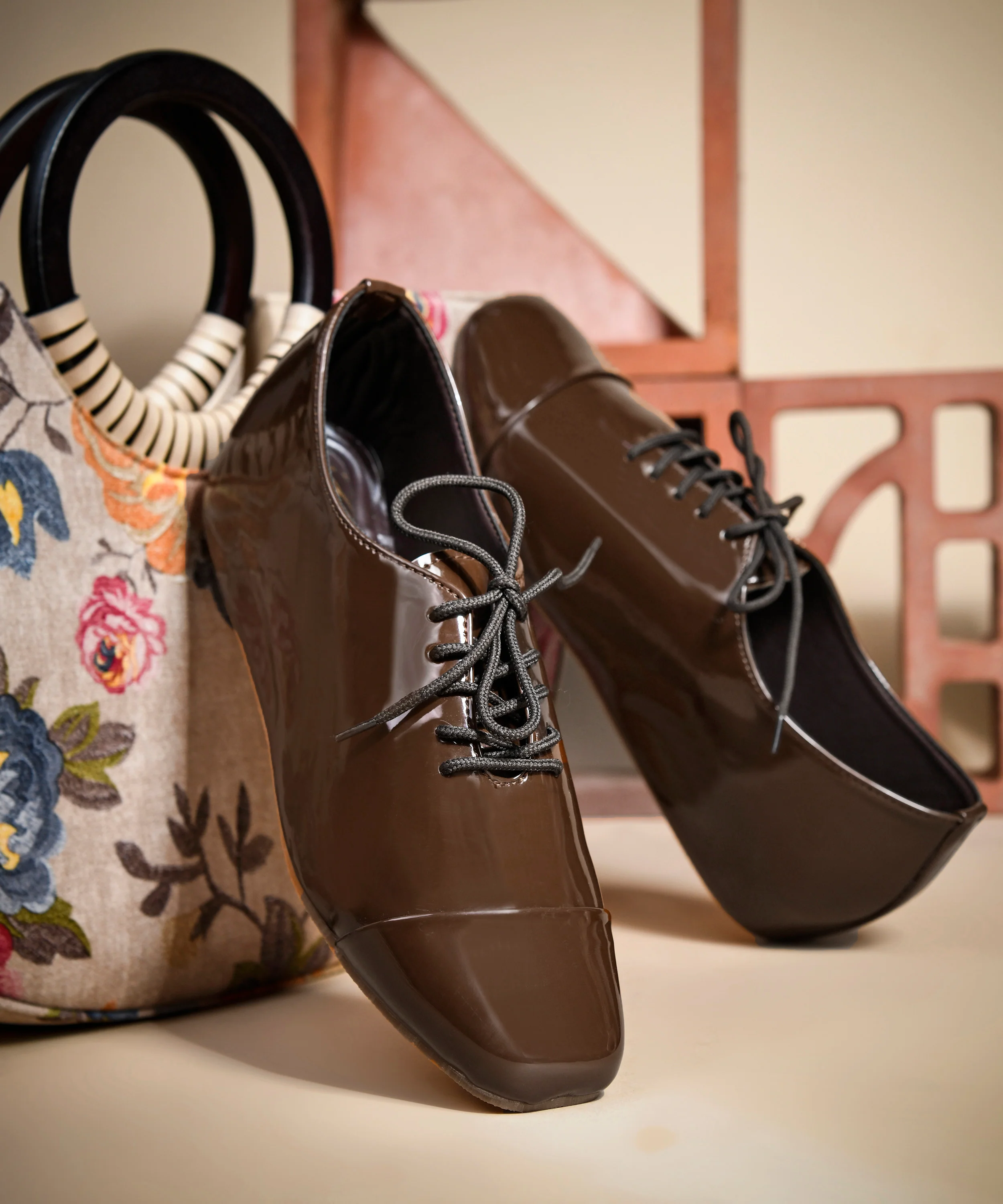 JM Looks Patent Leather Pointed-Toe Lace-Up Shoes - Image 2
