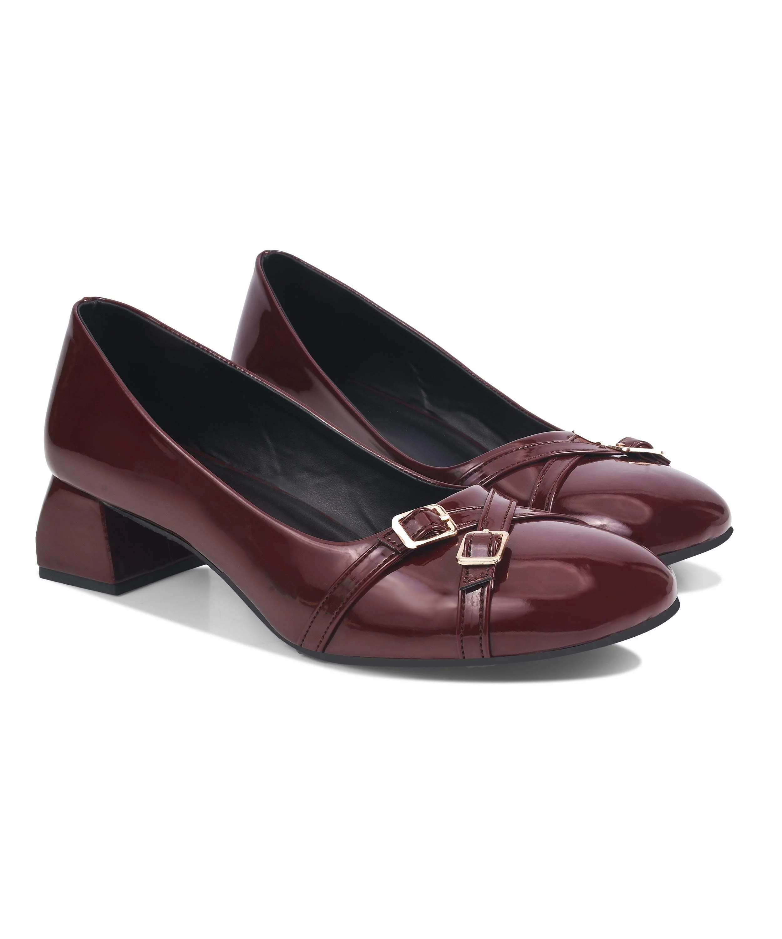 Patent Square-Toe Heels with Buckle Detail - Image 12