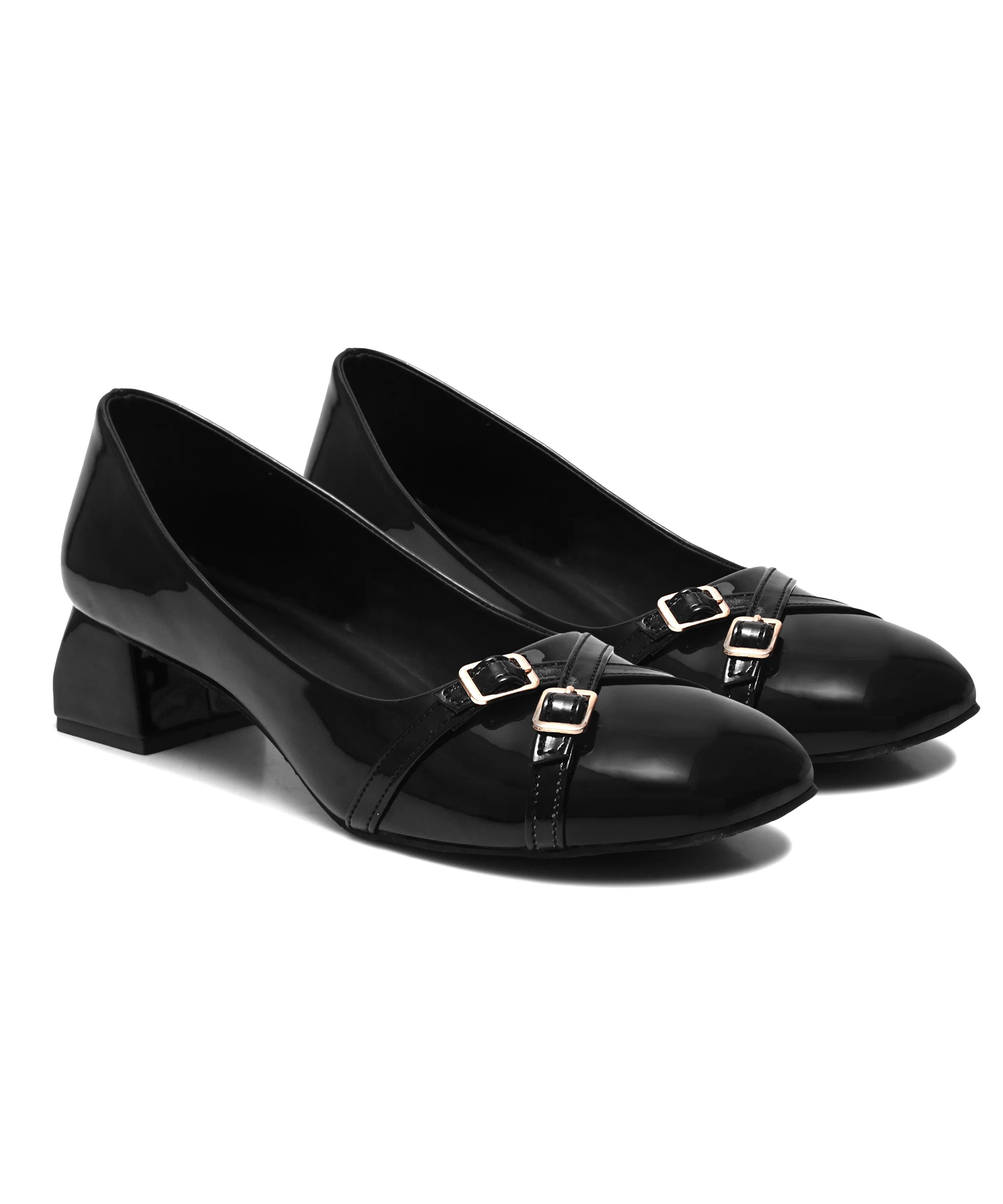 Patent Square-Toe Heels with Buckle Detail - Image 6