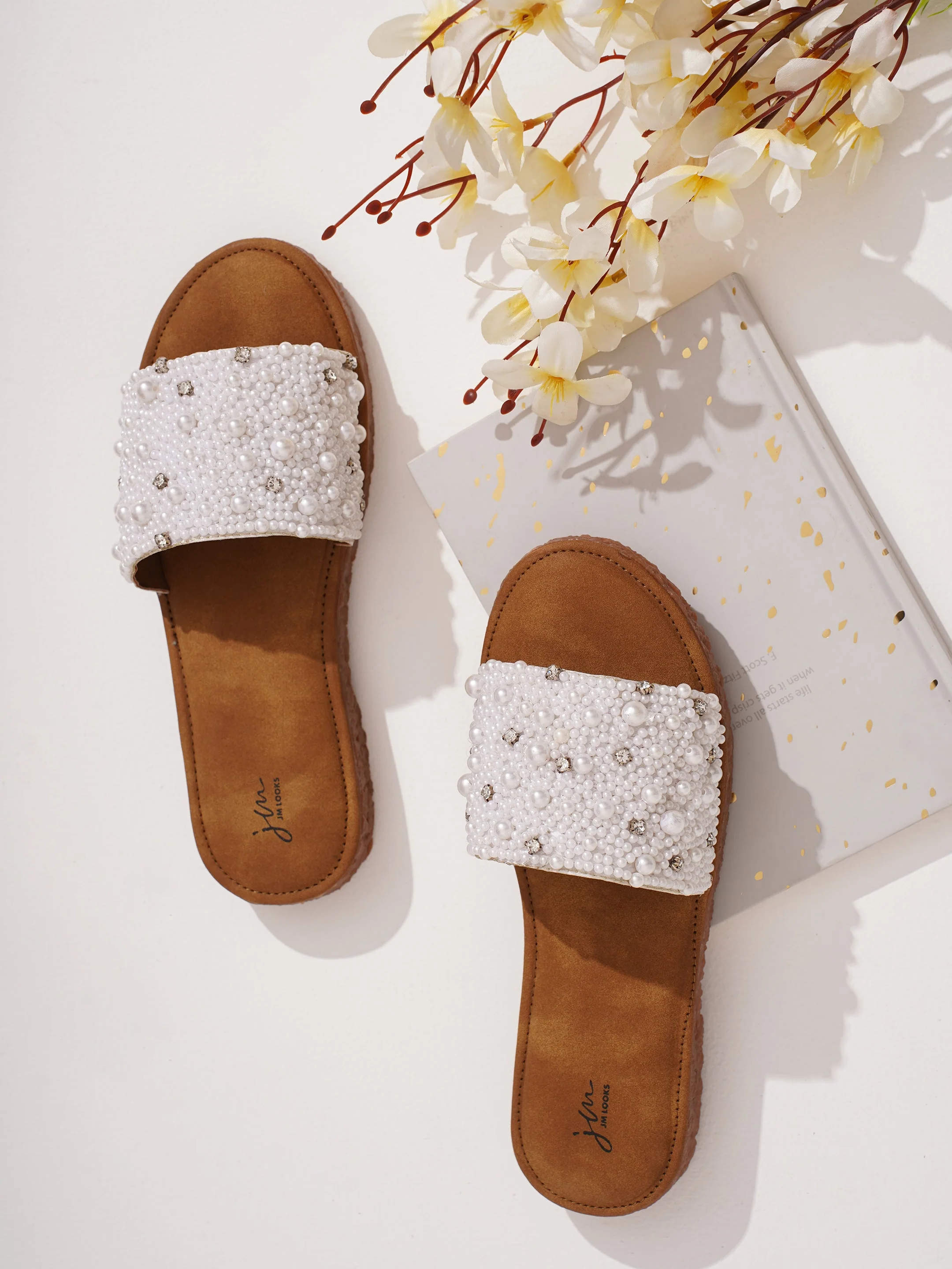 Jm Looks Embellished Slide Sandals for Women - Image 2