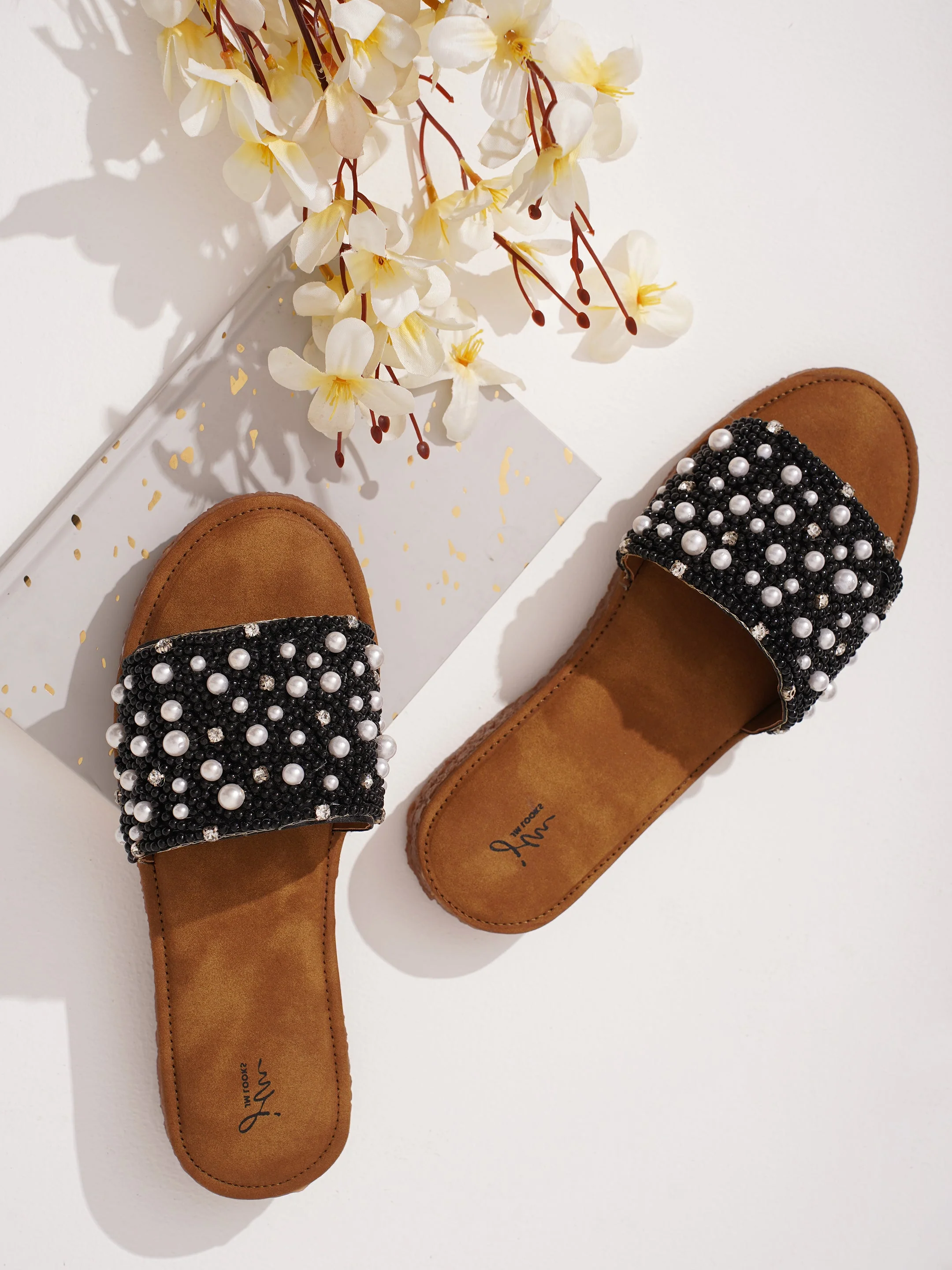 Jm Looks Embellished Slide Sandals for Women - Image 7