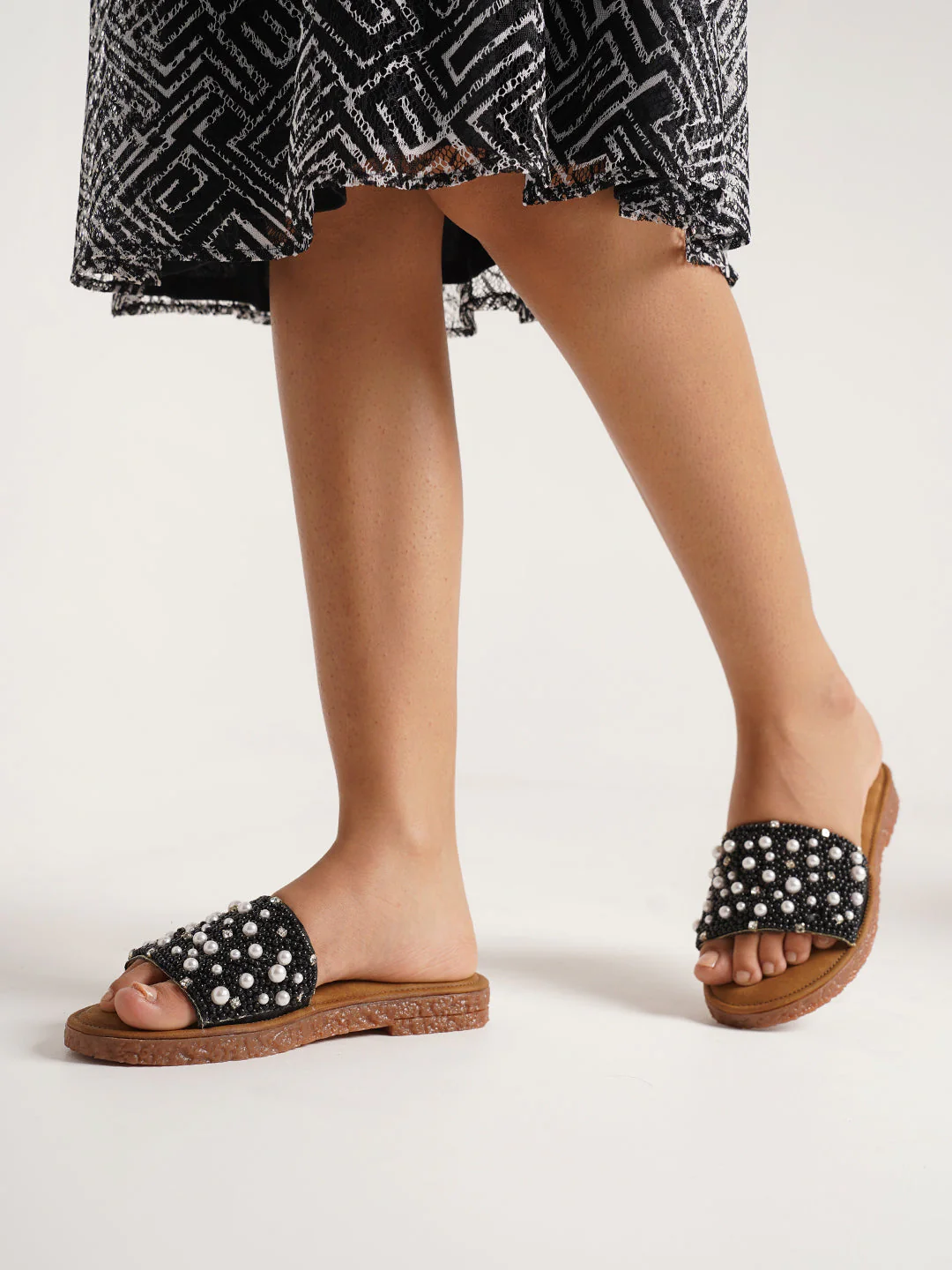 Jm Looks Embellished Slide Sandals for Women - Image 9