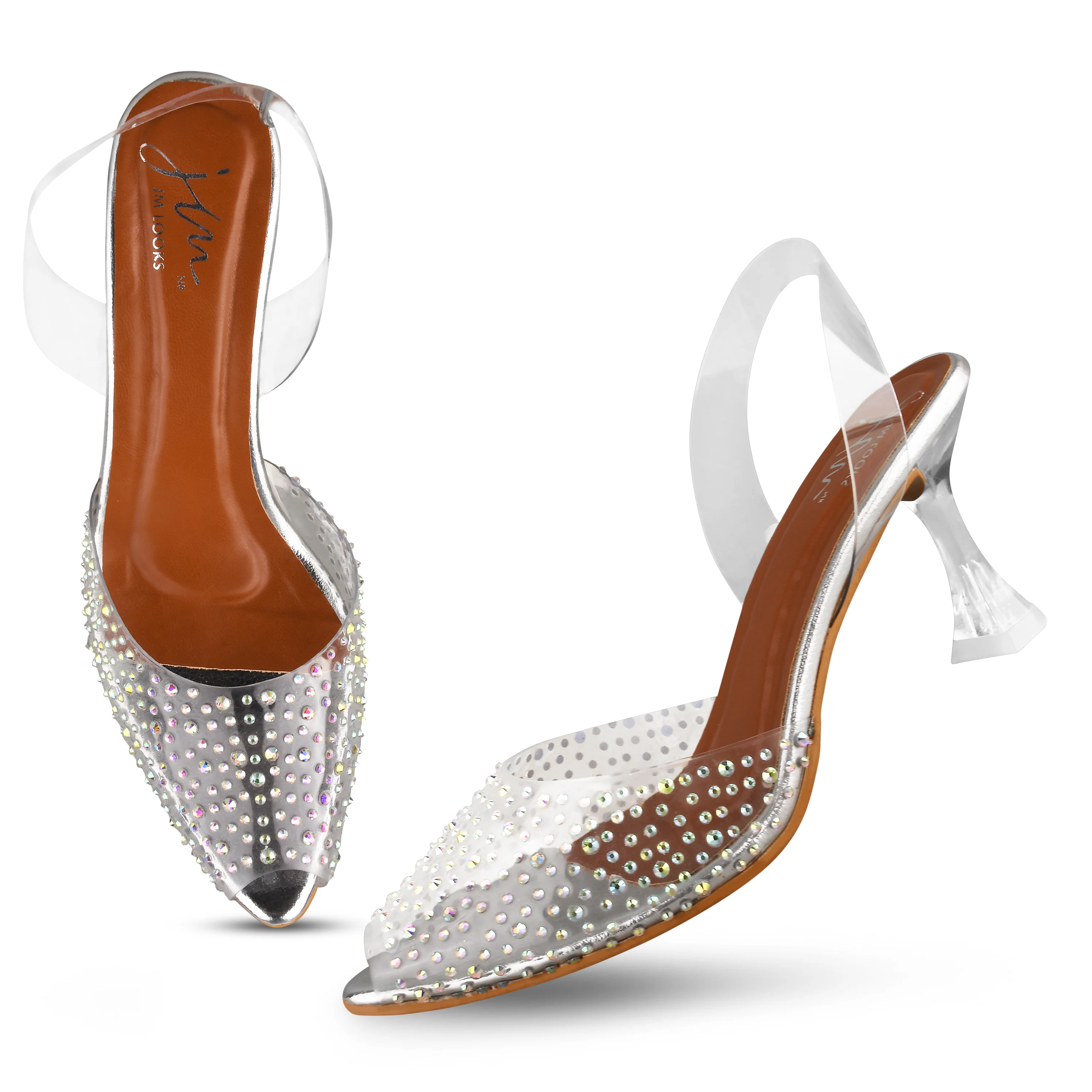 Peep Toe Slim Transparent Heel Pumps - Image 11
