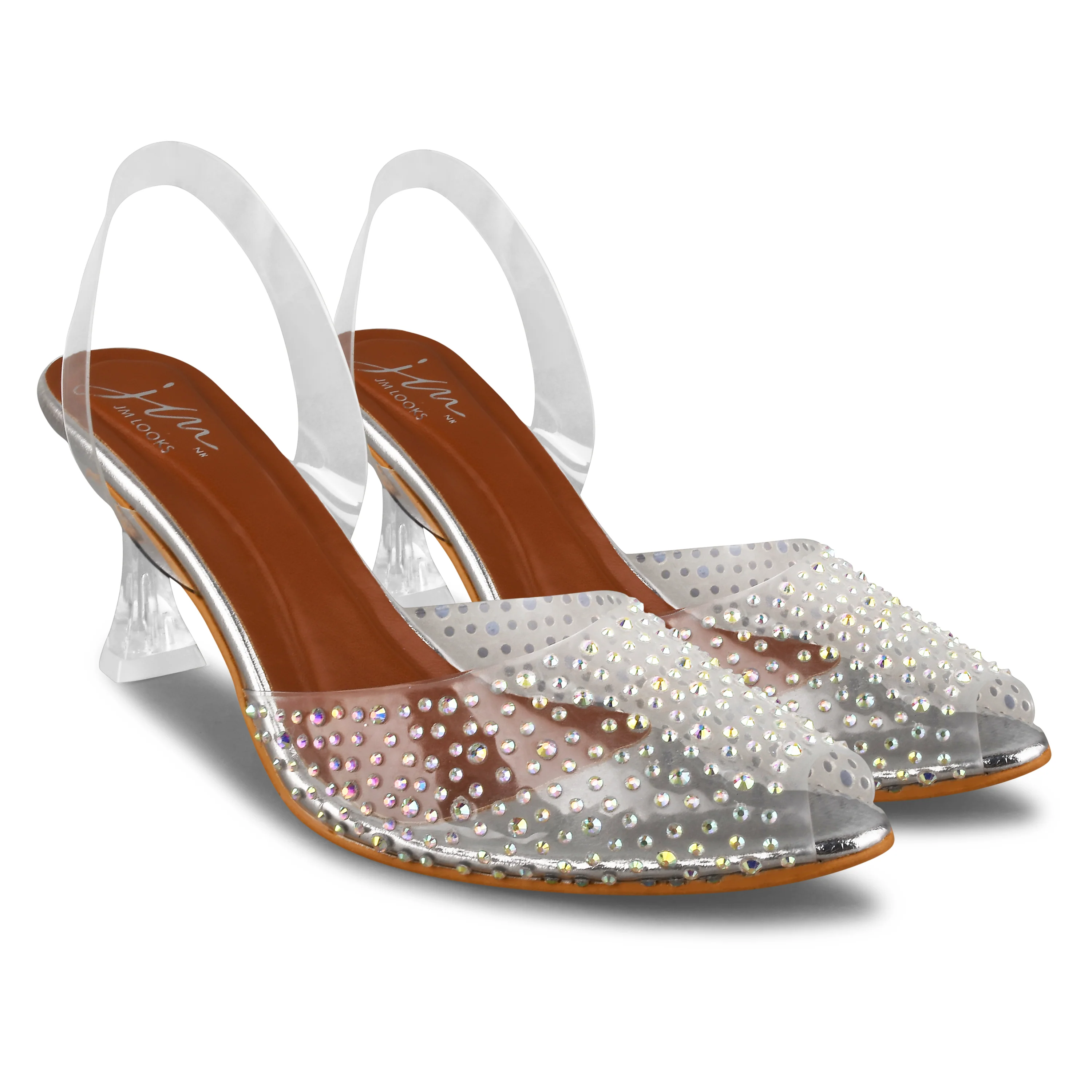 Peep Toe Slim Transparent Heel Pumps - Image 12