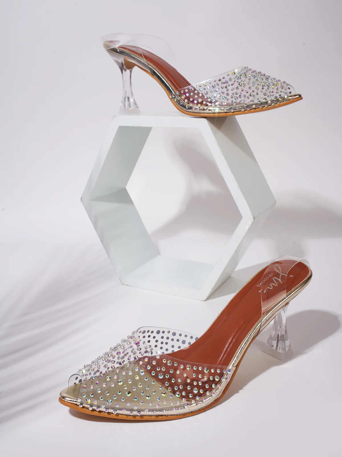 Peep Toe Slim Transparent Heel Pumps - Image 2
