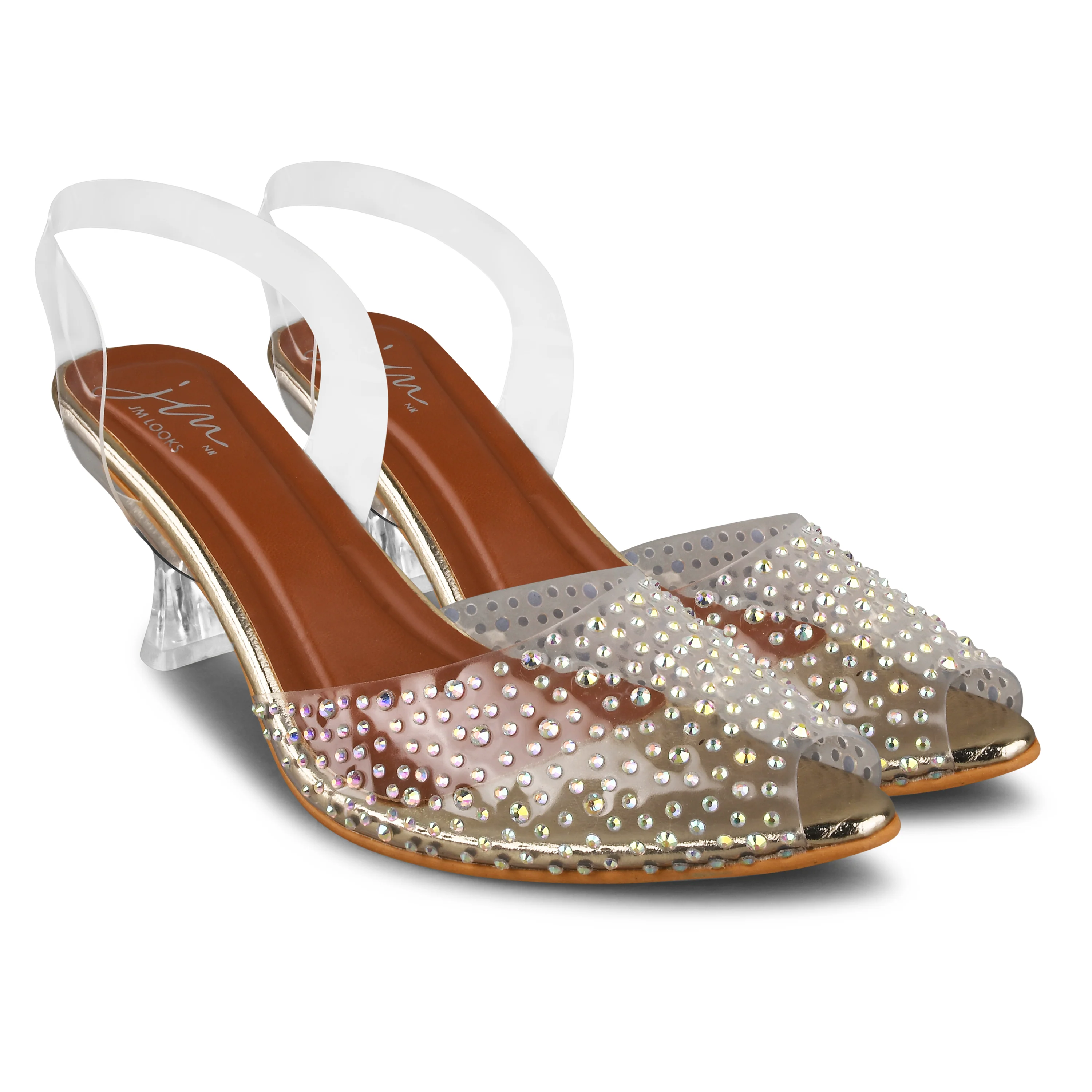 Peep Toe Slim Transparent Heel Pumps - Image 6