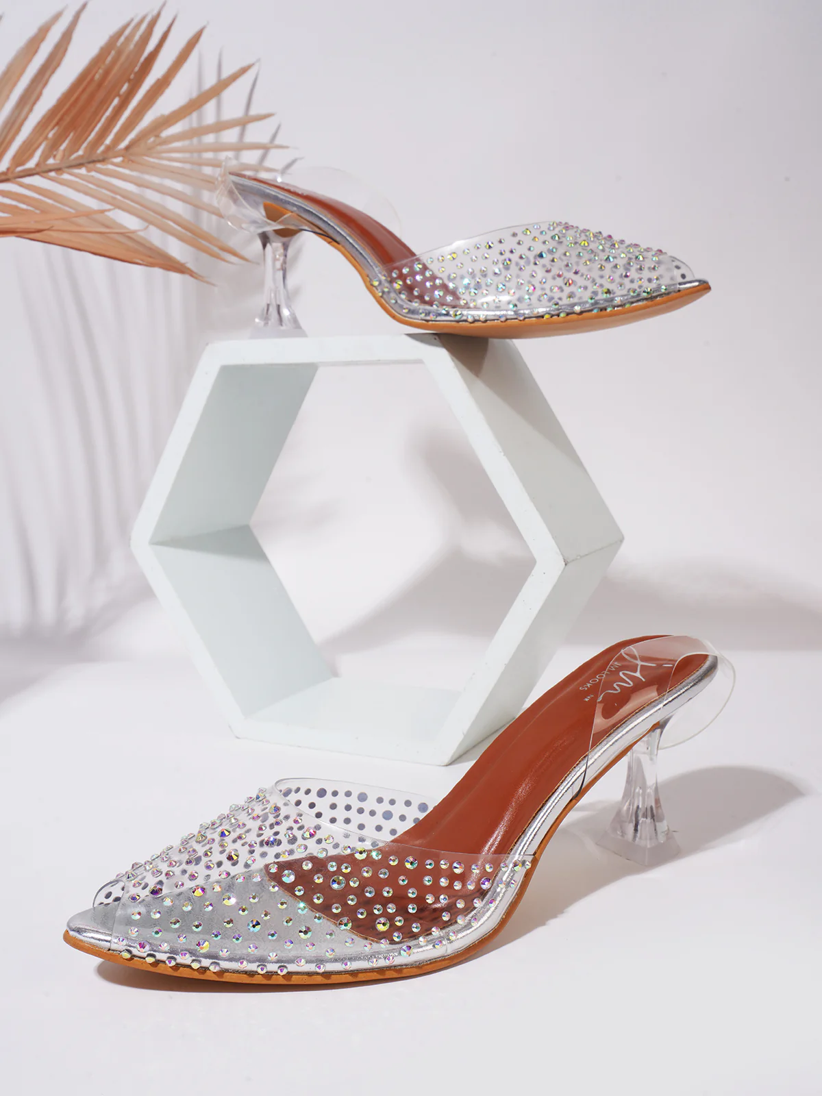 Peep Toe Slim Transparent Heel Pumps - Image 8