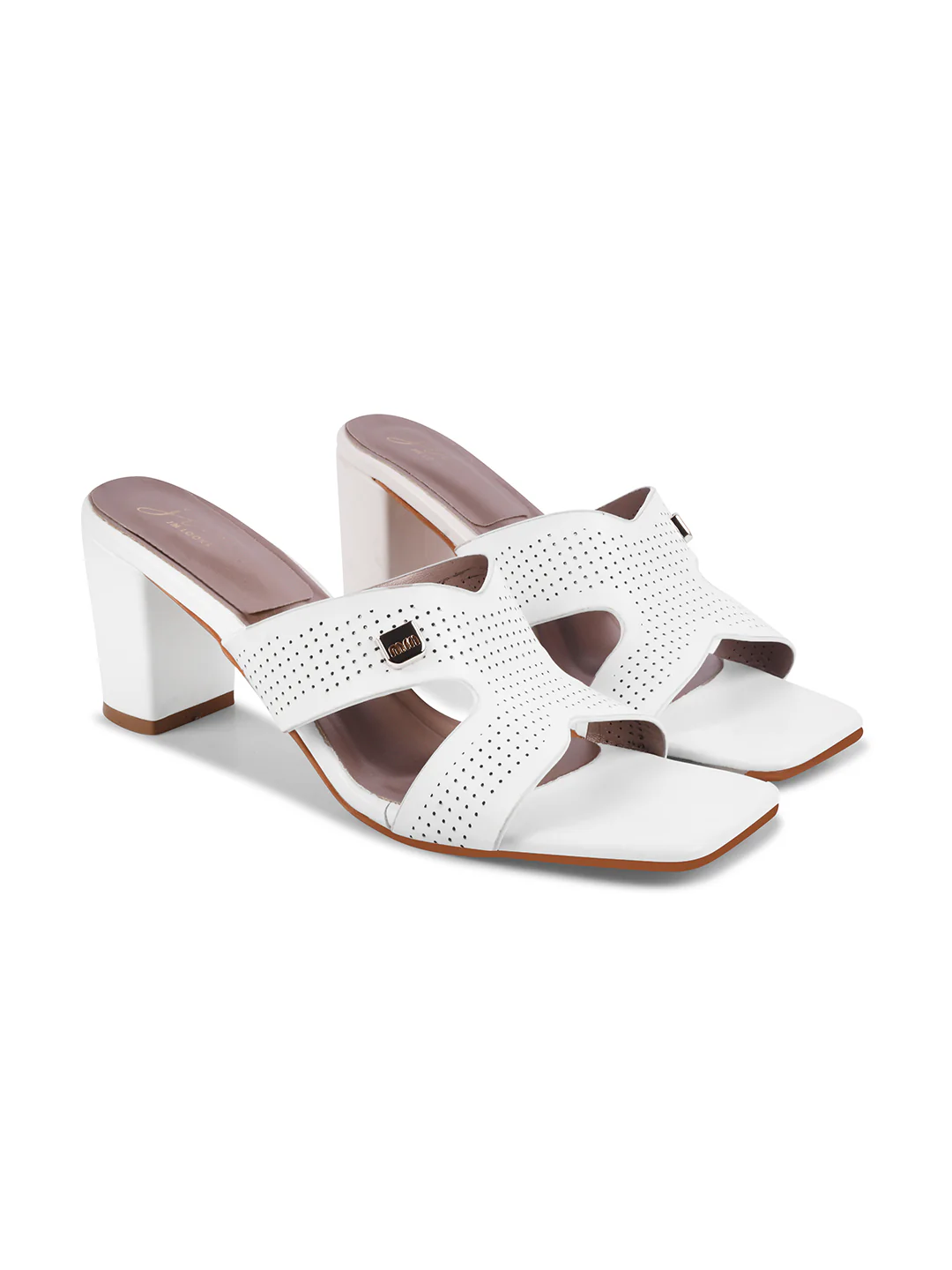 Perforated Block Heel Mules with Open Toe - Image 11
