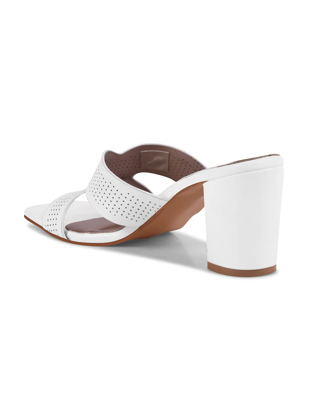 Perforated Block Heel Mules with Open Toe - Image 12