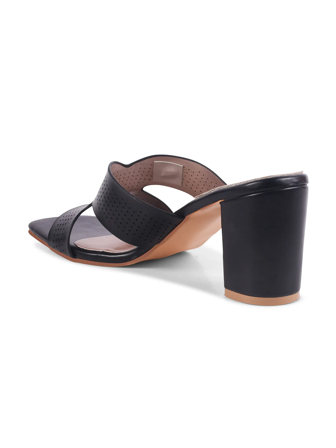 Perforated Block Heel Mules with Open Toe - Image 5