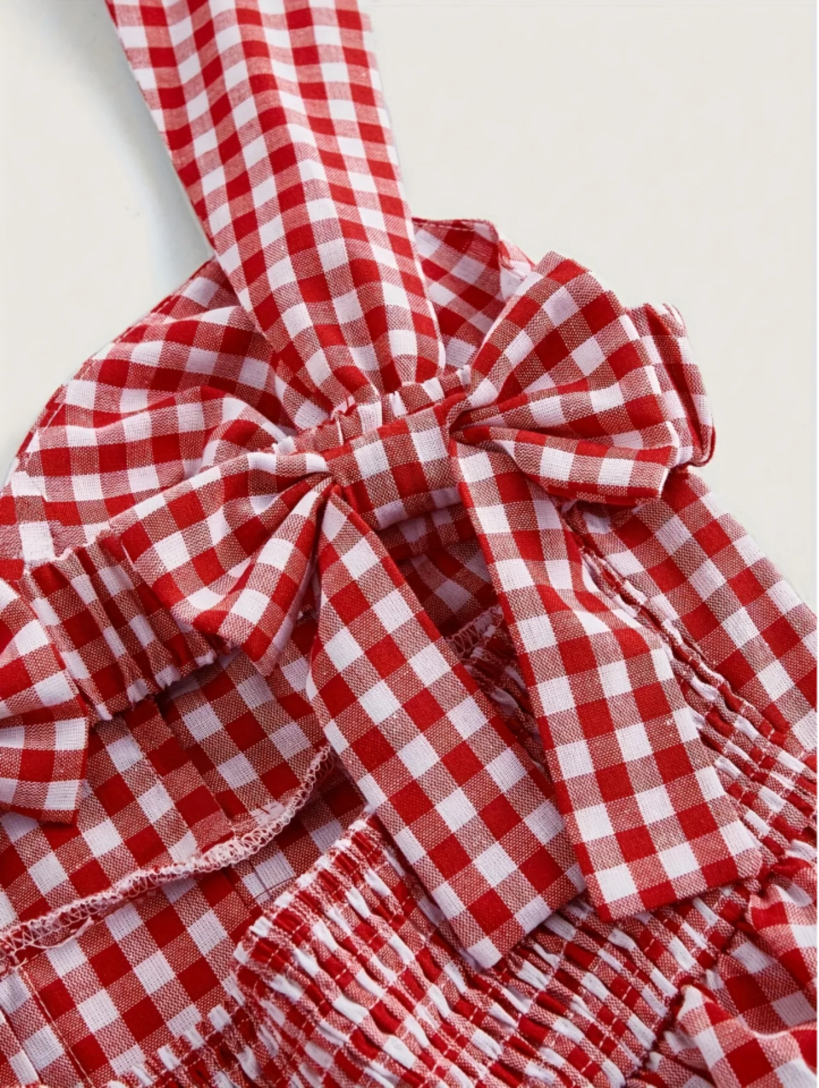 Plaid Fitted Dress with a Bow - Image 3