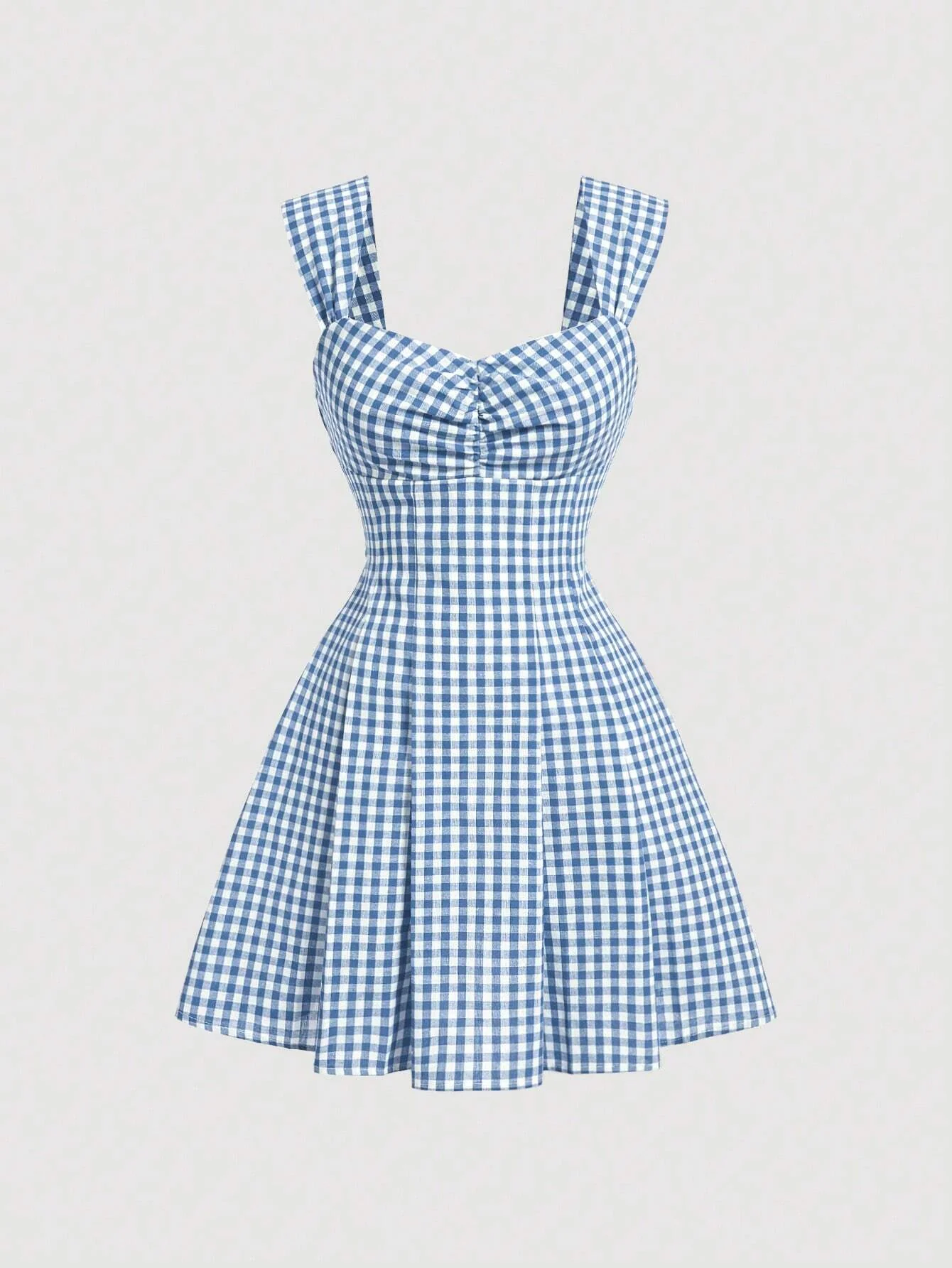 Plaid Print Backless Bowknot Pleated Dress