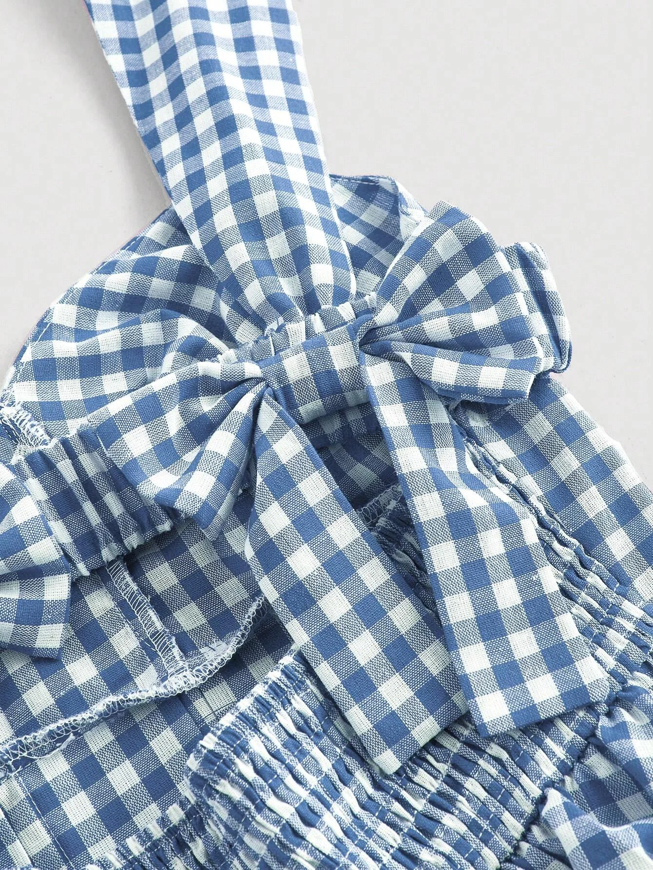 Plaid Print Backless Bowknot Pleated Dress - Image 3