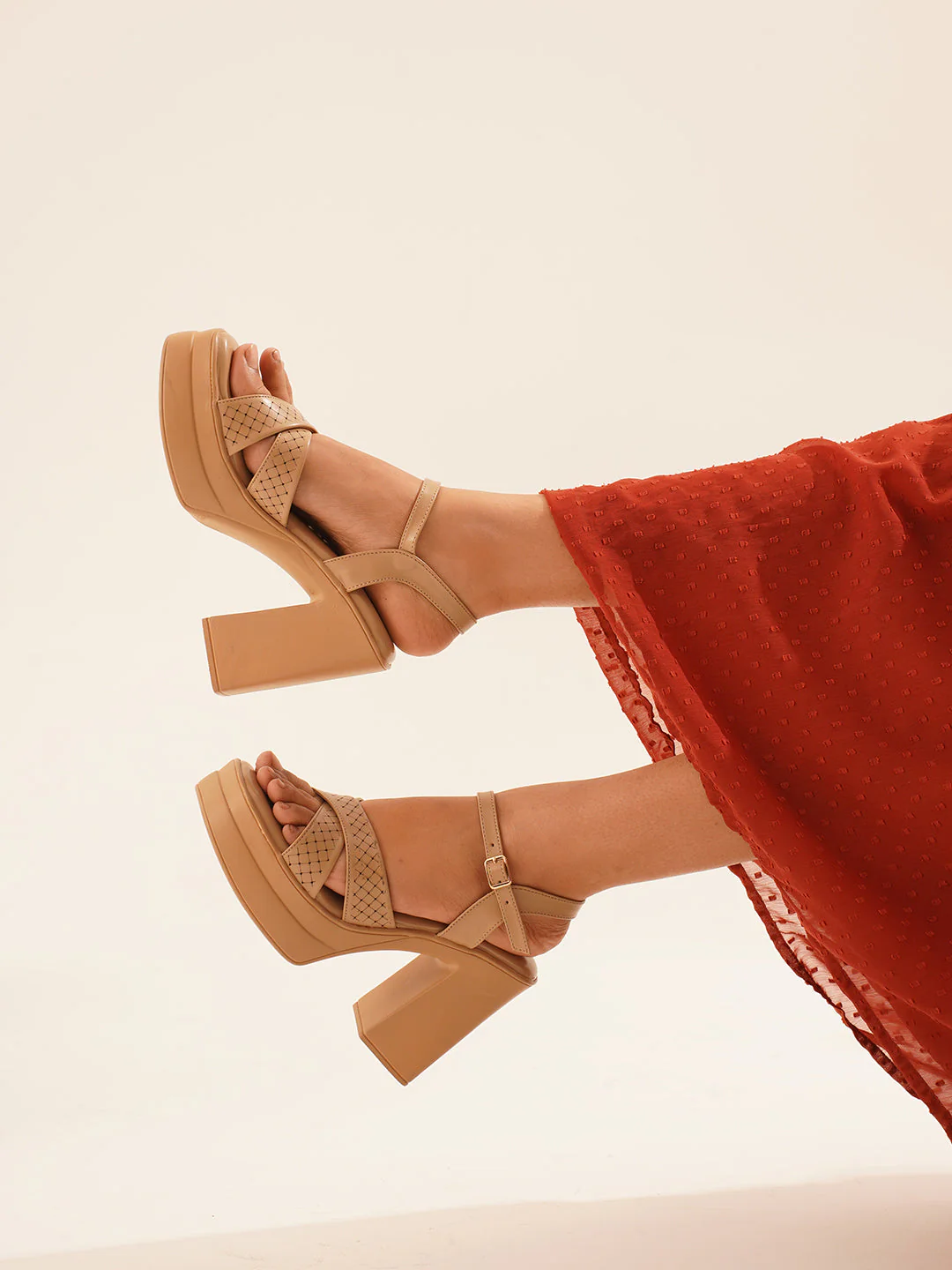 JM Looks Perforated Strap Block Heel Platforms - Image 10