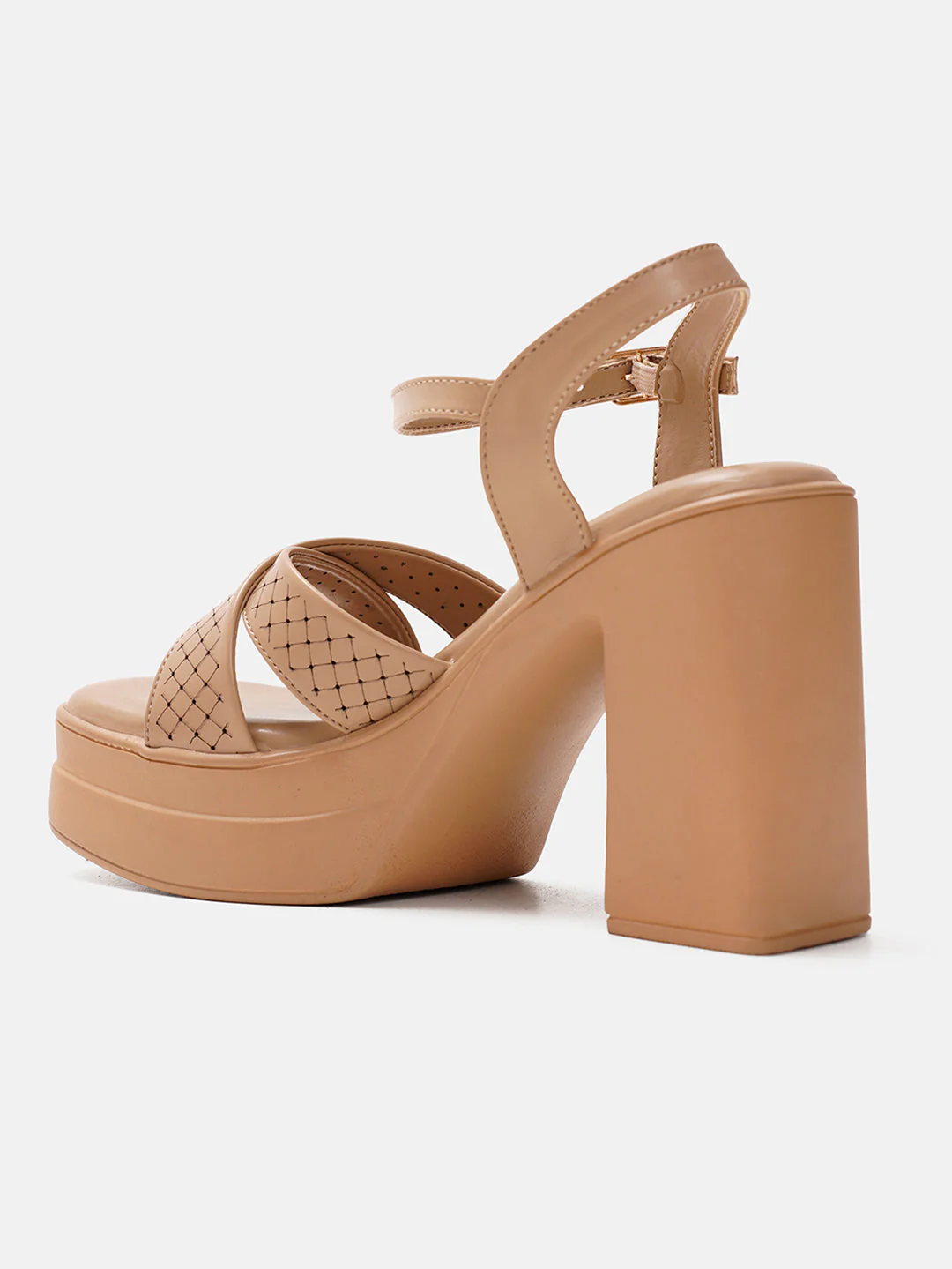 JM Looks Perforated Strap Block Heel Platforms - Image 12