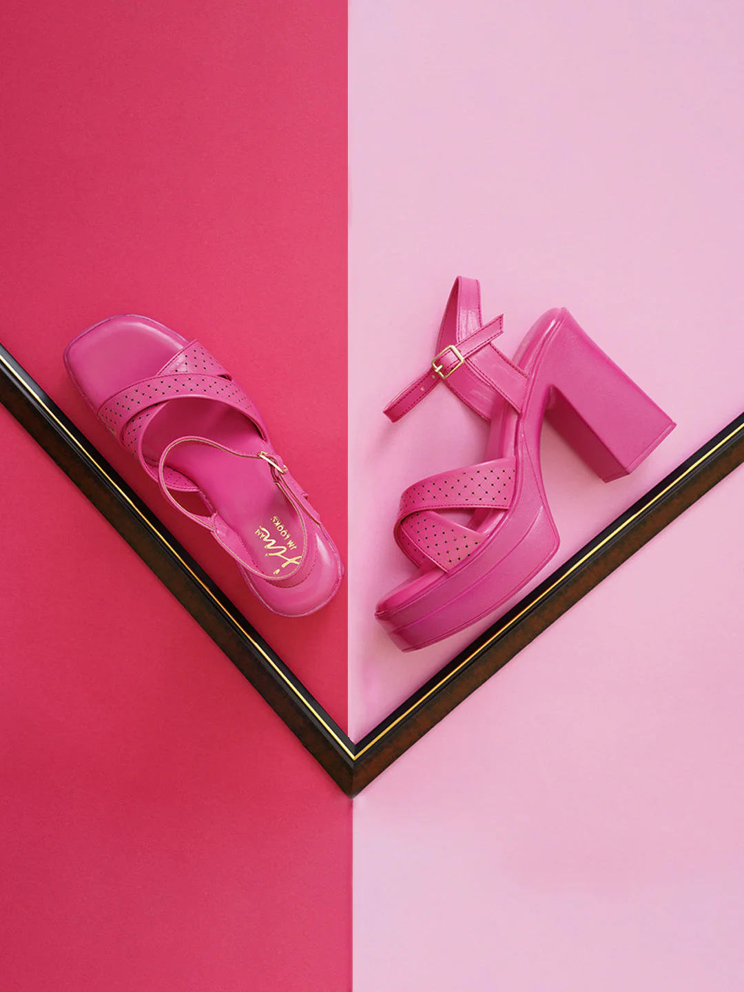 JM Looks Perforated Strap Block Heel Platforms - Image 13