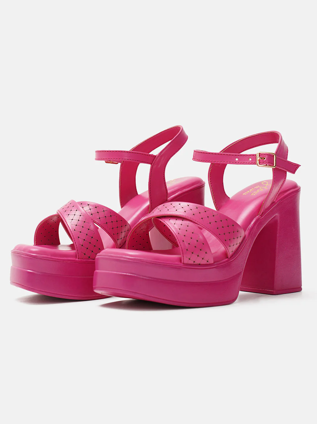 JM Looks Perforated Strap Block Heel Platforms - Image 17