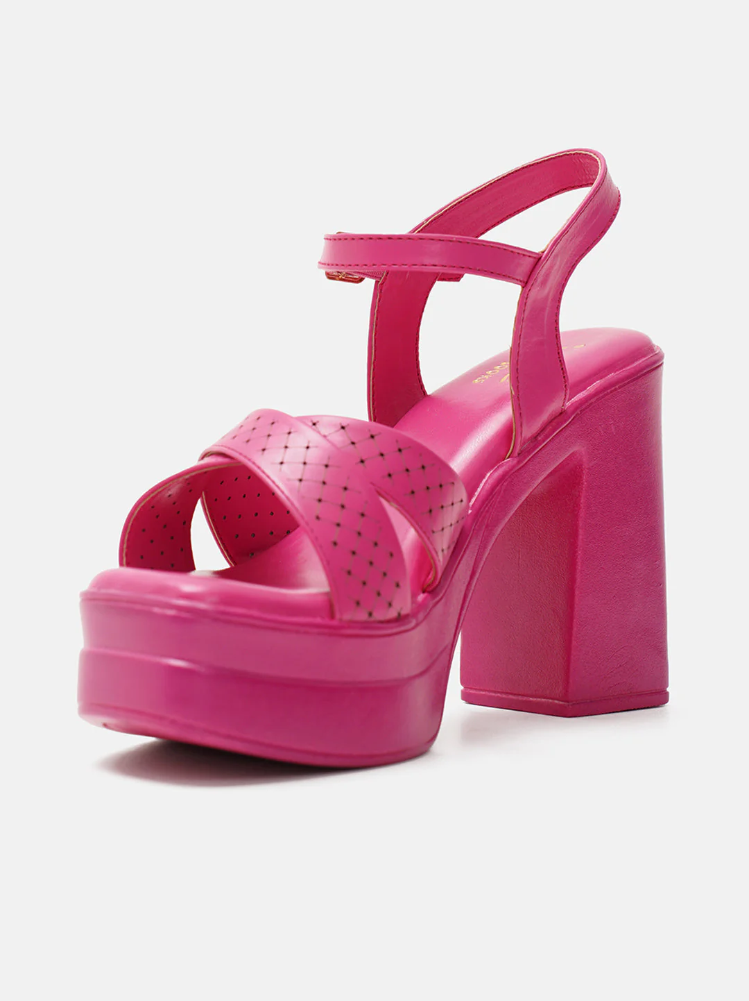JM Looks Perforated Strap Block Heel Platforms - Image 18