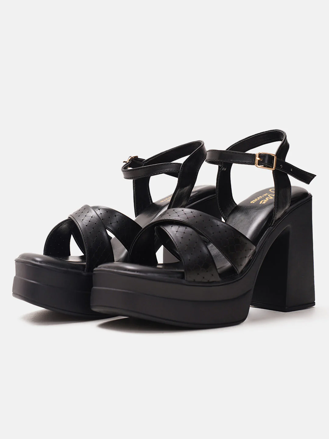 JM Looks Perforated Strap Block Heel Platforms - Image 5