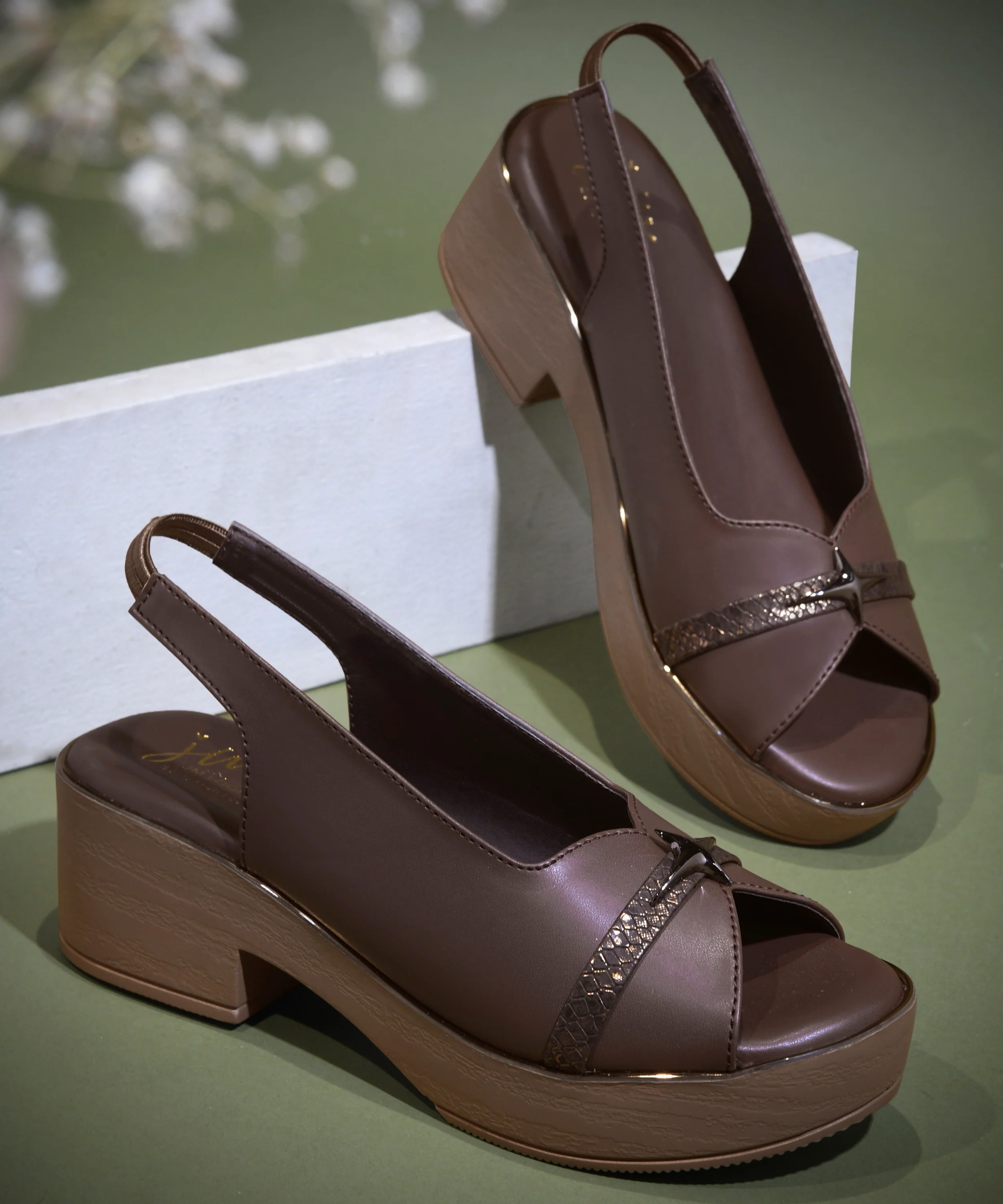 Platform Block Heel Sandals with Slingback Strap - Image 7
